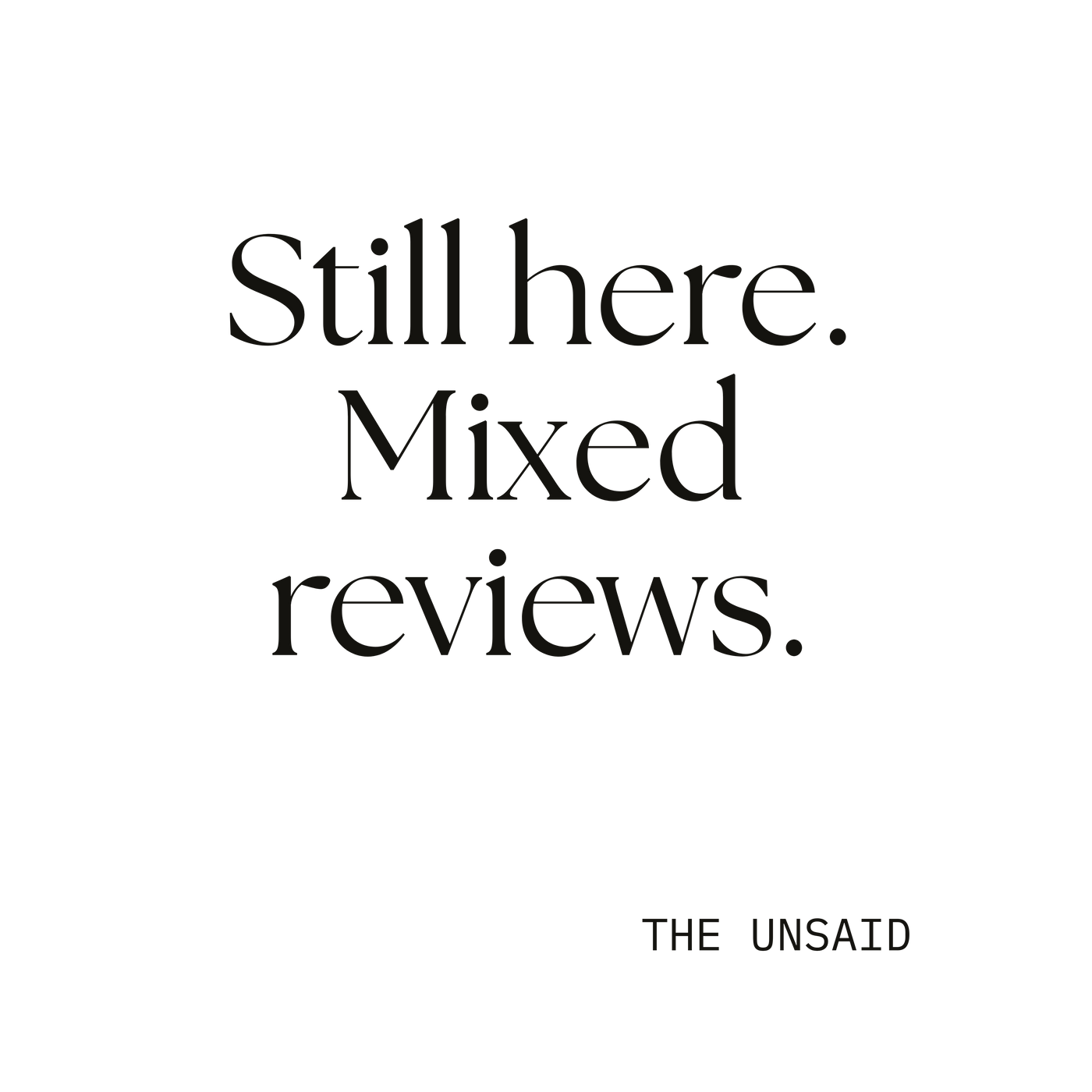 Still here. Mixed reviews.