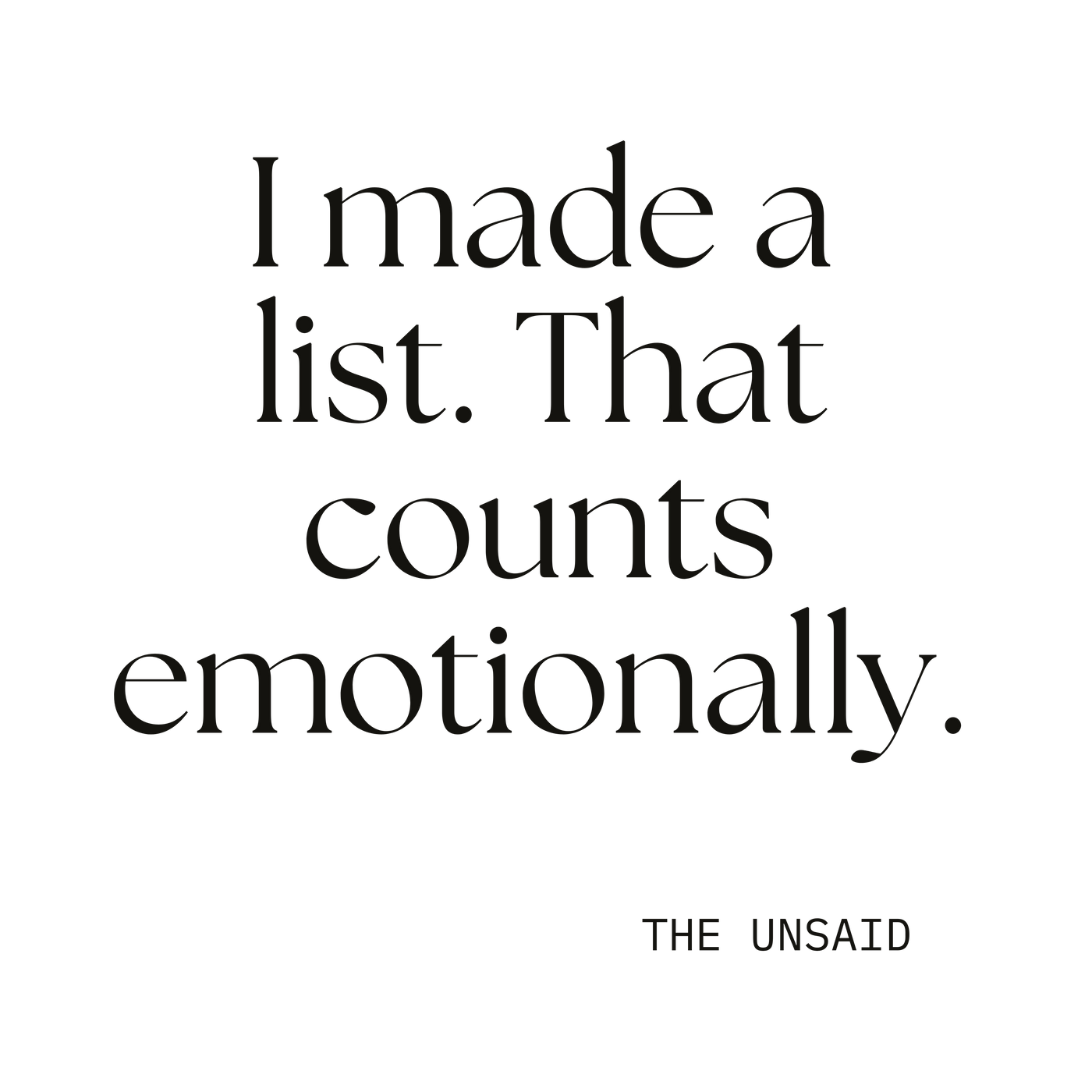I made a list. That counts emotionally.