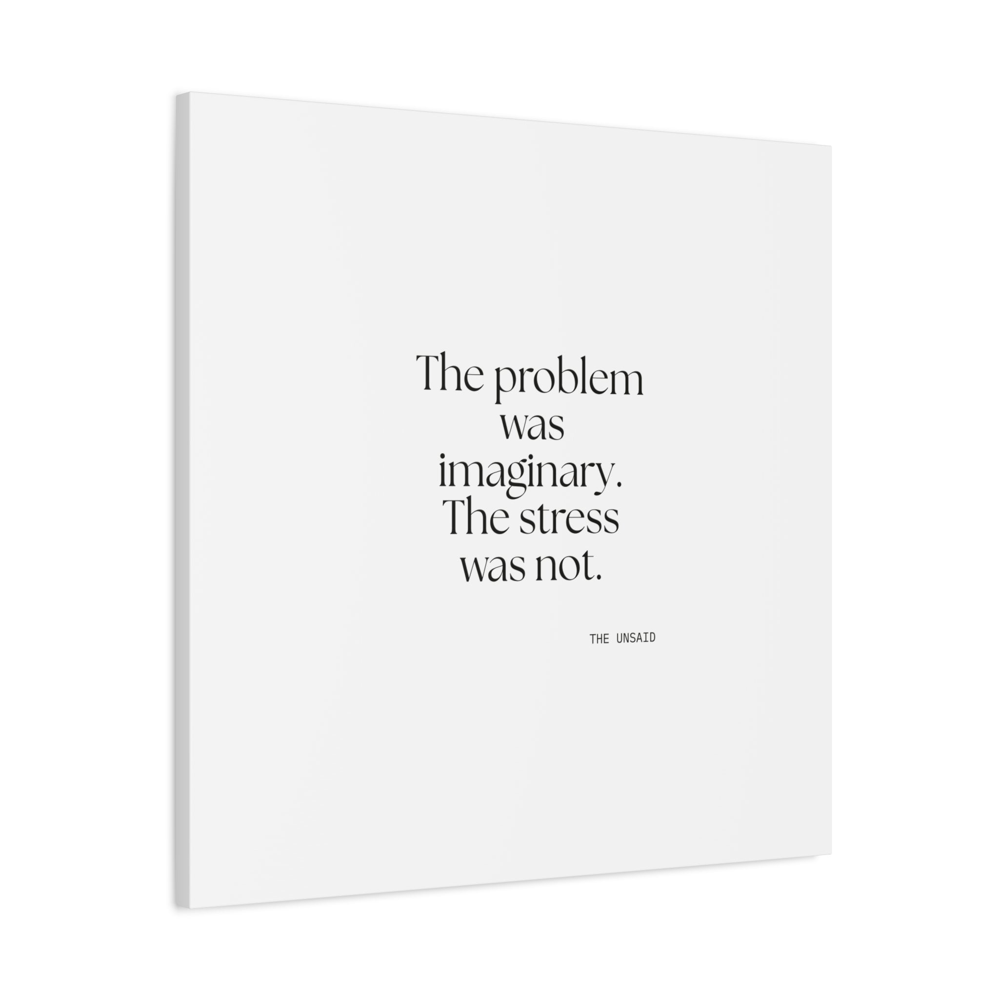 The problem was imaginary. The stress was not - Canvas Print - For Overthinkers