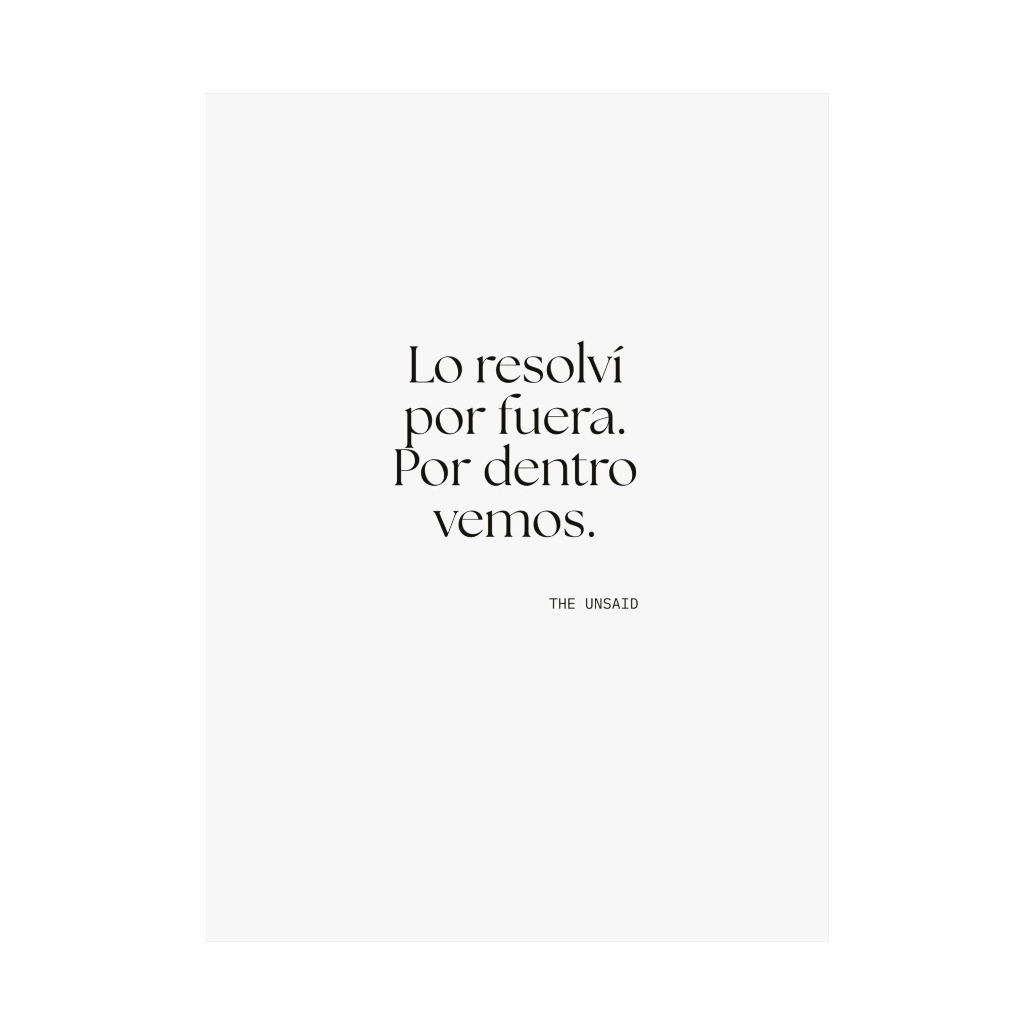 Lo resolví por fuera. Por dentro vemos - Poster - En Español