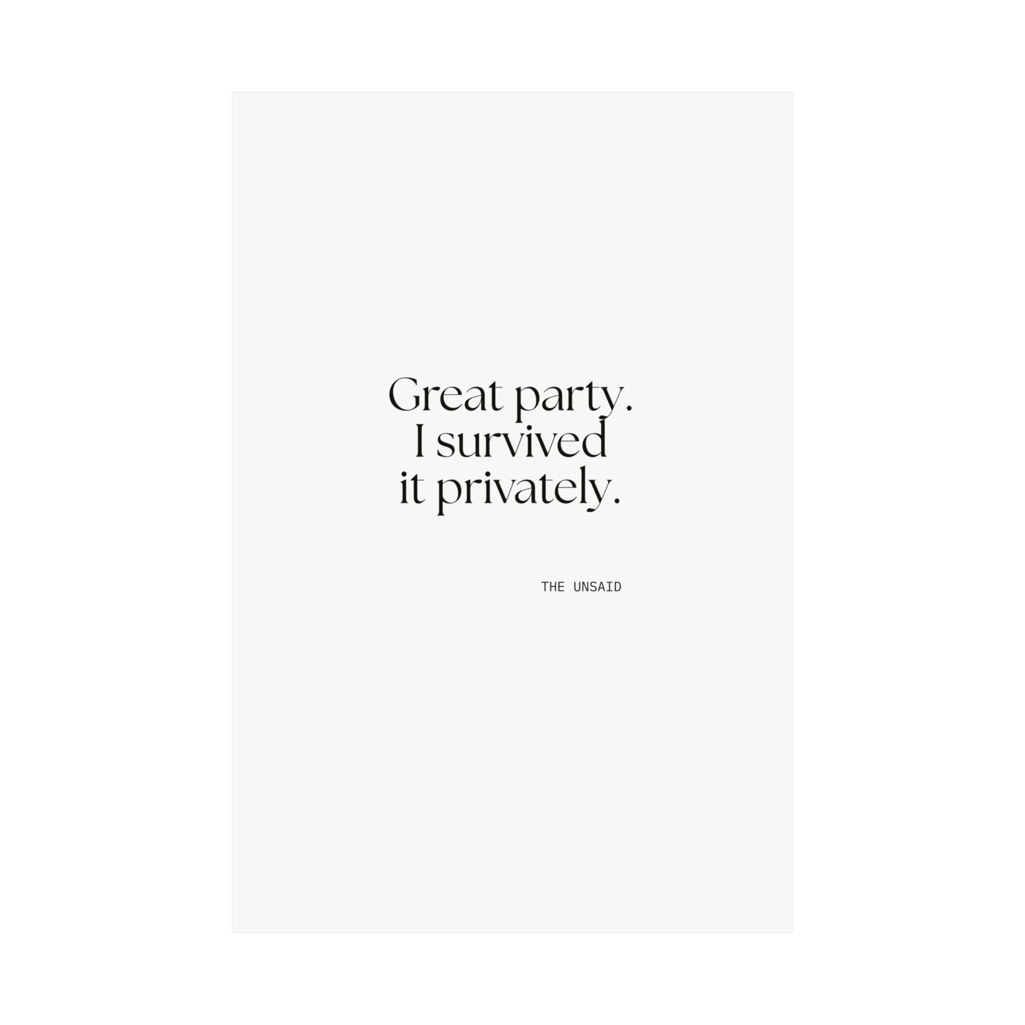 Great party. I survived it privately - Poster - For Introverts