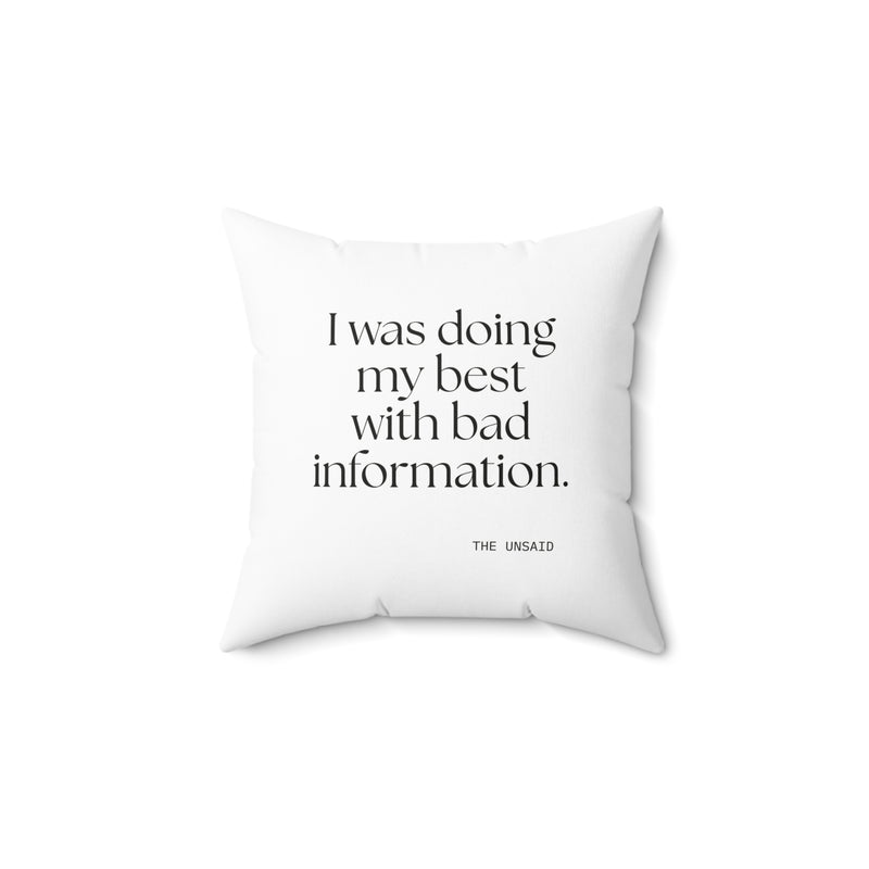 Throw Pillow — I was doing my best with bad information.