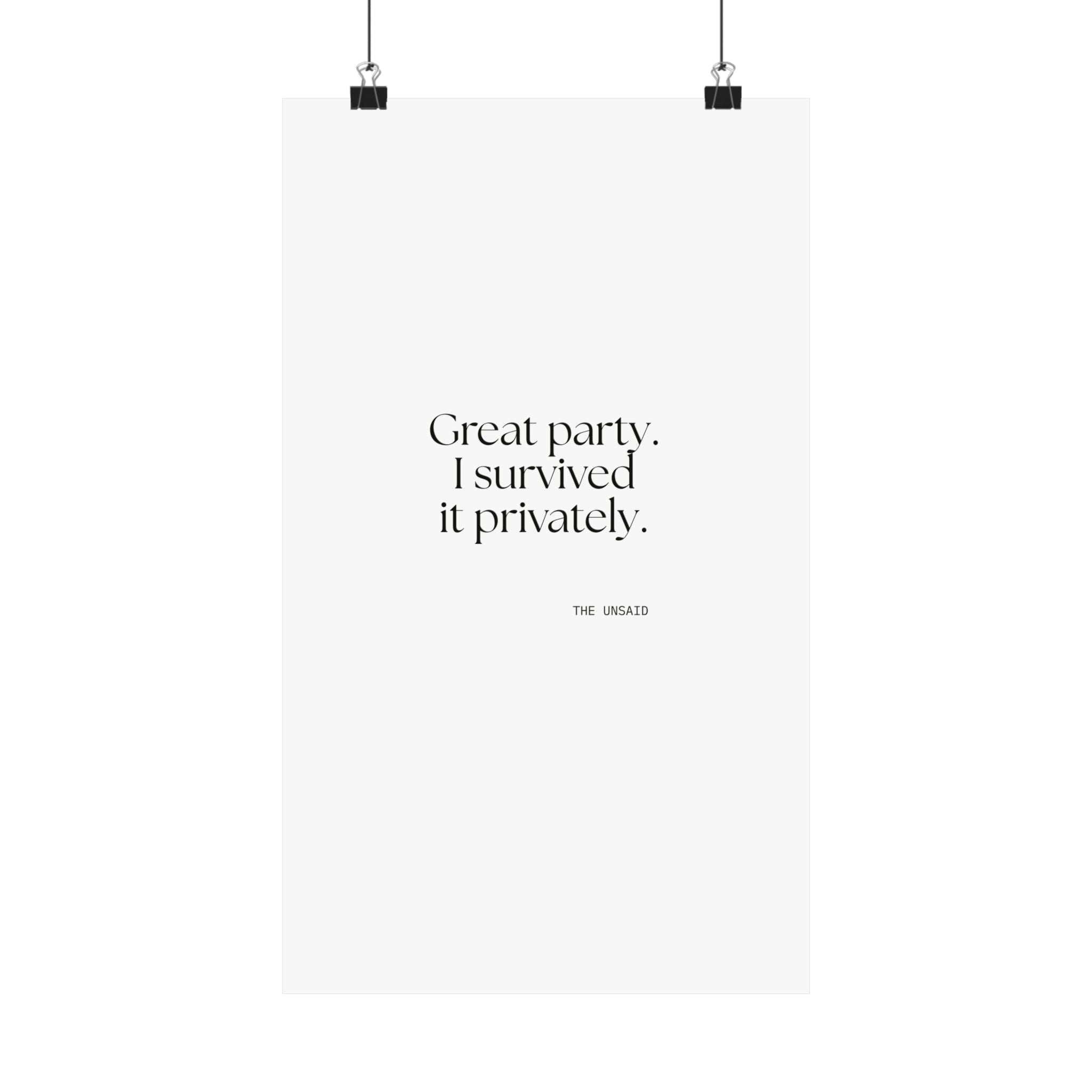 Great party. I survived it privately - Poster - For Introverts
