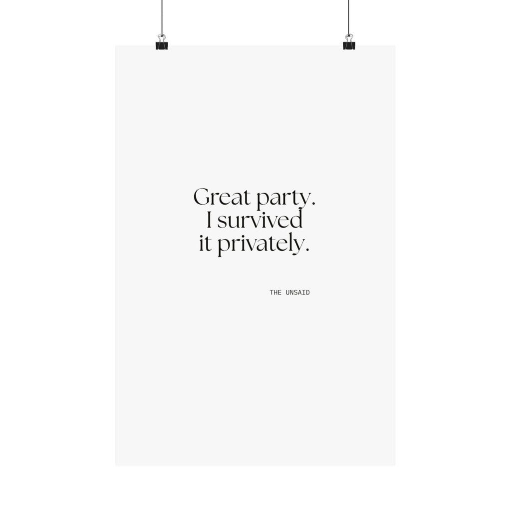 Great party. I survived it privately - Poster - For Introverts