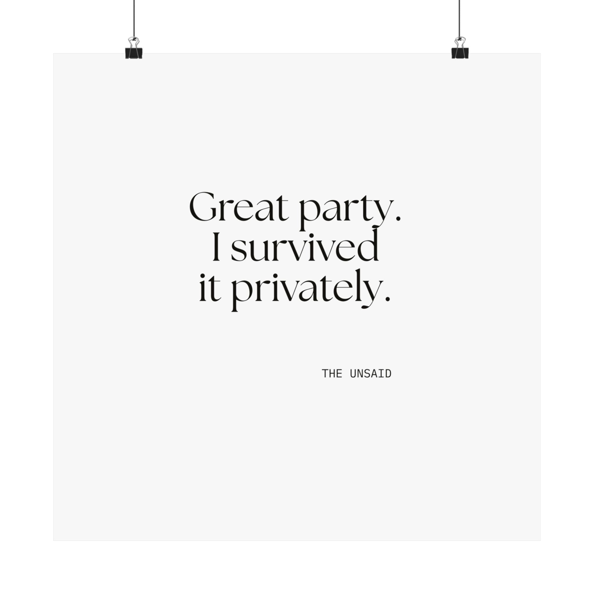 Great party. I survived it privately - Poster - For Introverts