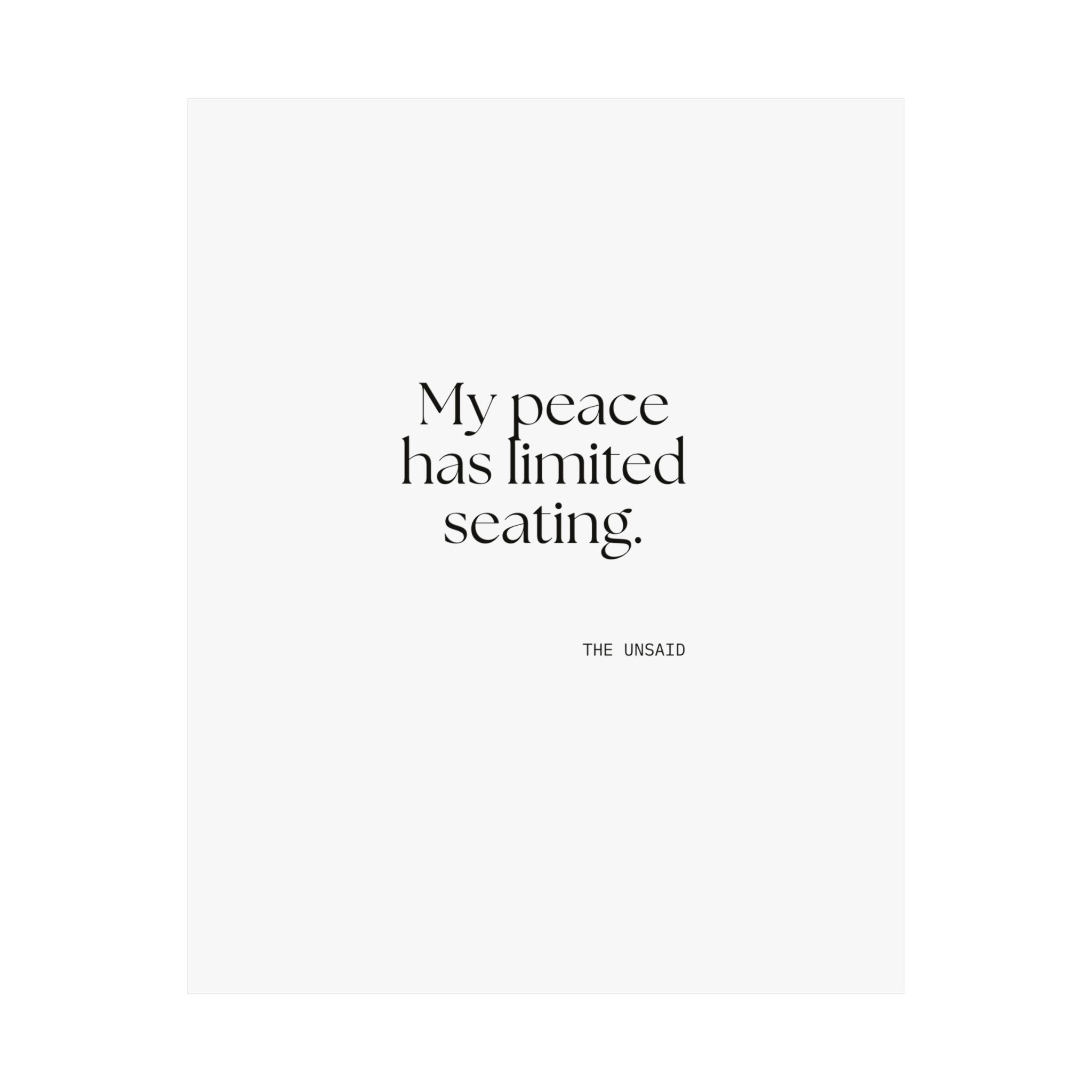 My peace has limited seating - Poster - For Introverts