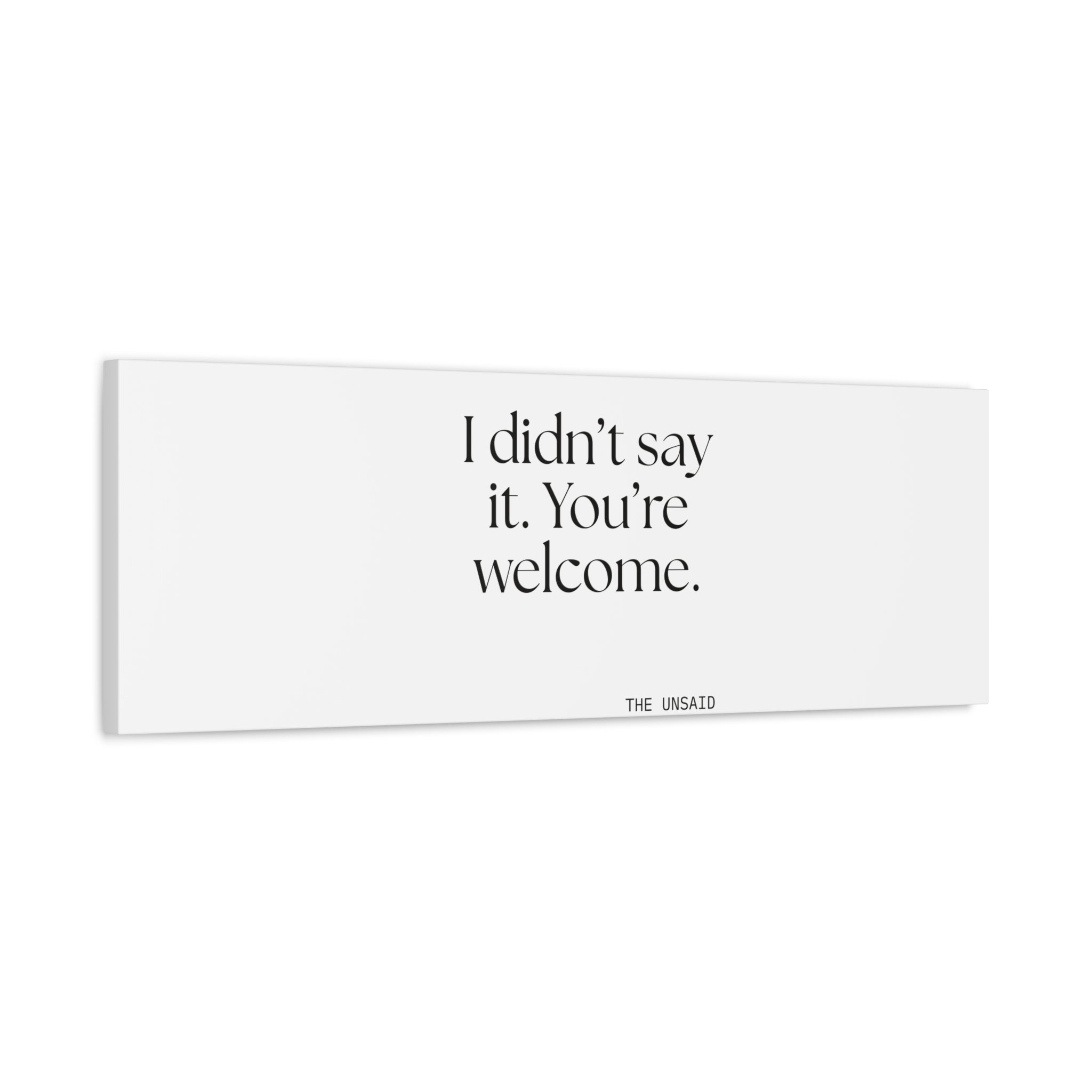 I didn’t say it. You’re welcome - Canvas Print - Dry Humor