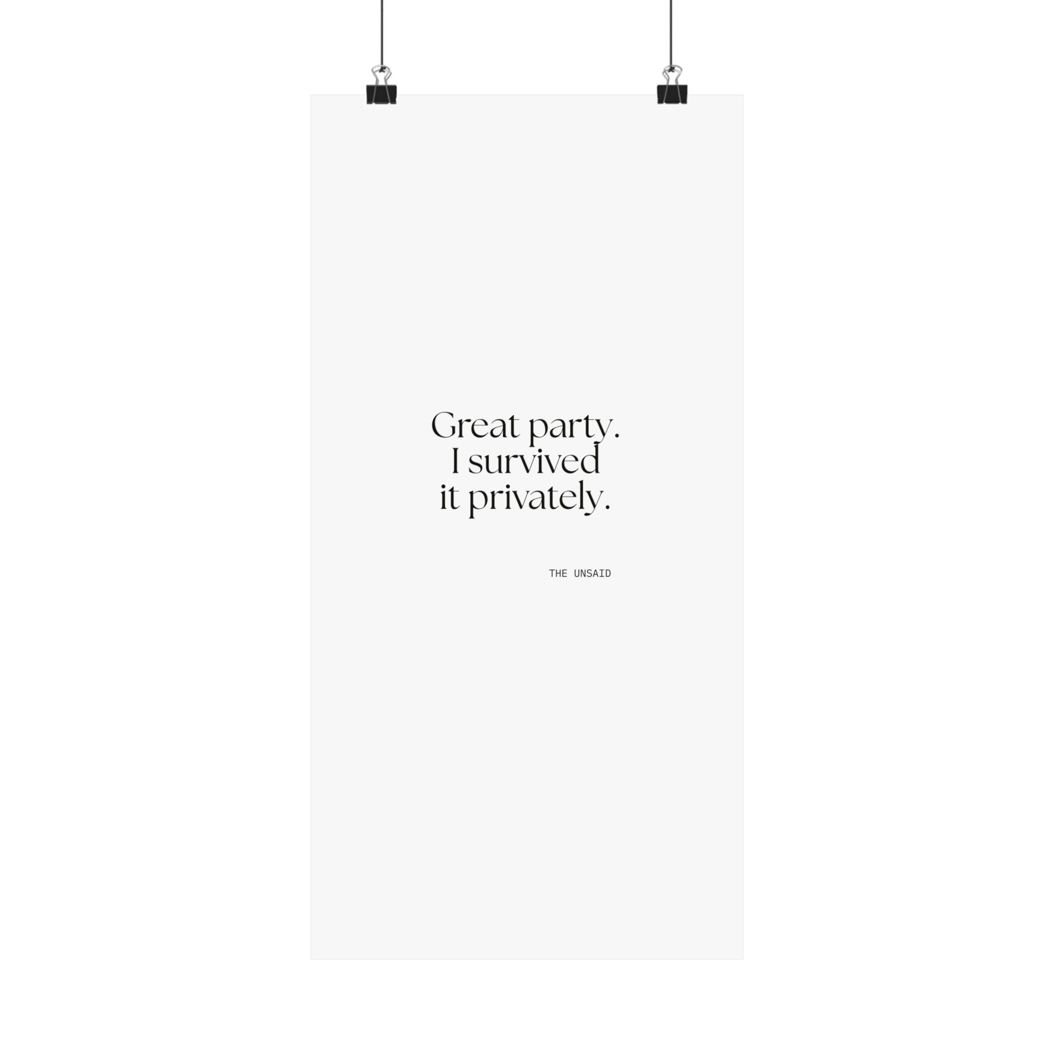Great party. I survived it privately - Poster - For Introverts