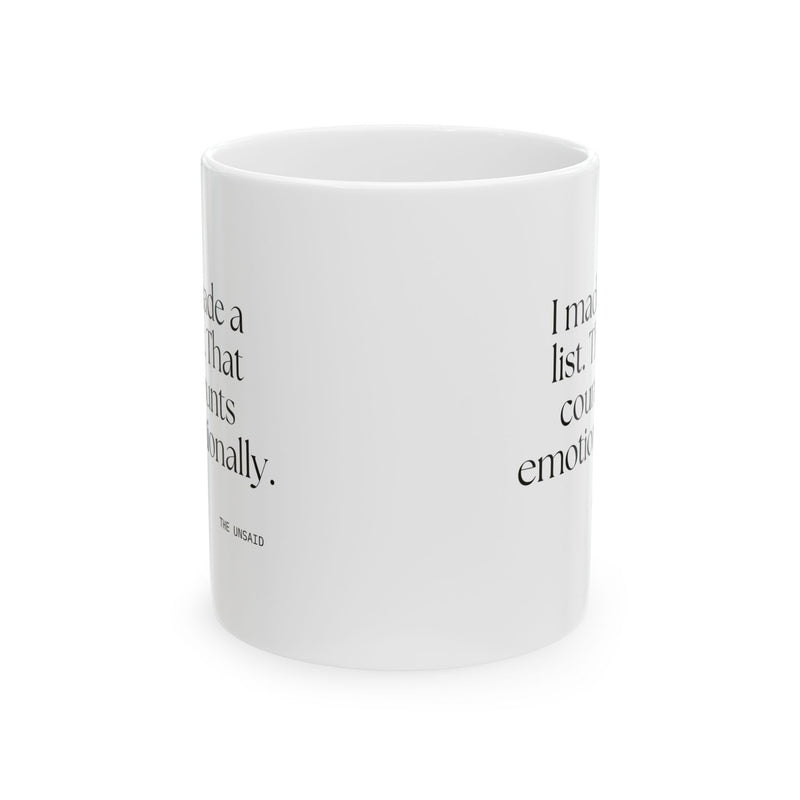 Coffee Mug — I made a list. That counts emotionally.