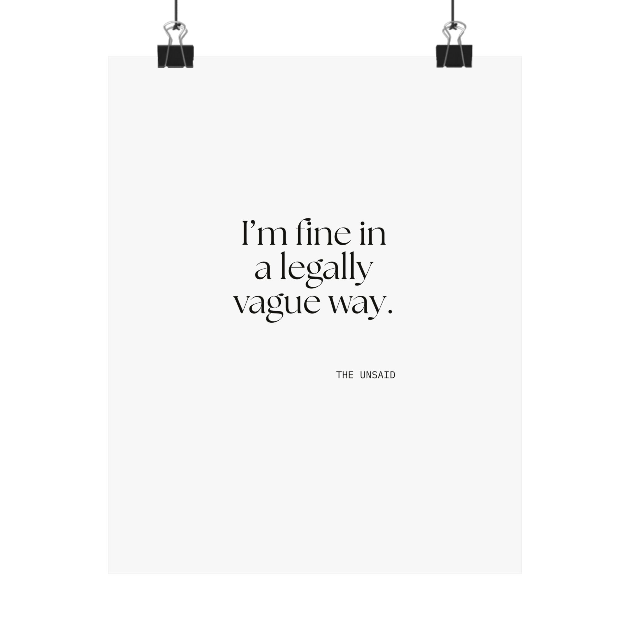 I’m fine in a legally vague way - Poster - For Introverts
