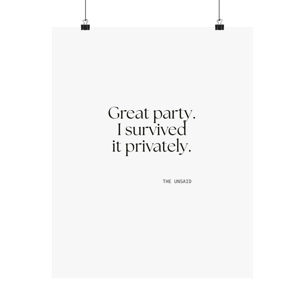 Great party. I survived it privately - Poster - For Introverts