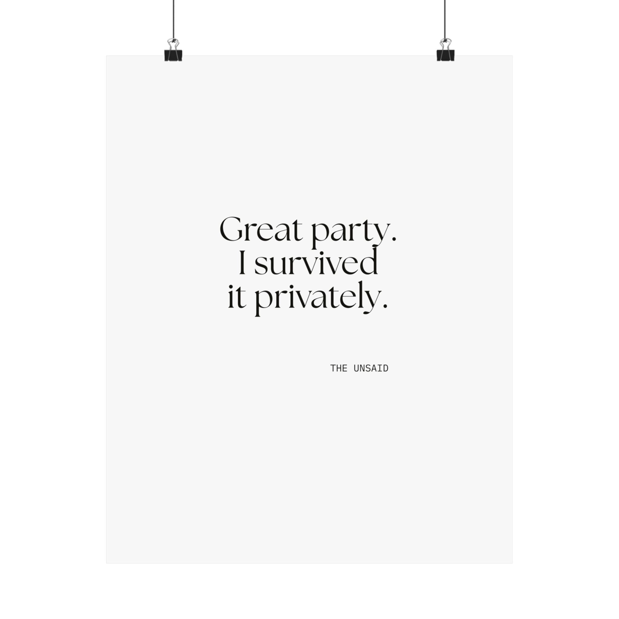 Great party. I survived it privately - Poster - For Introverts