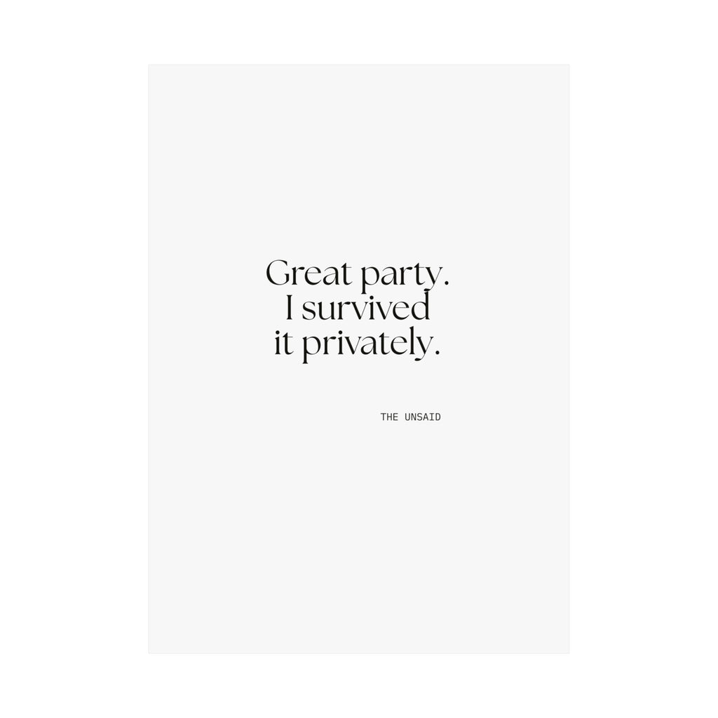 Great party. I survived it privately - Poster - For Introverts