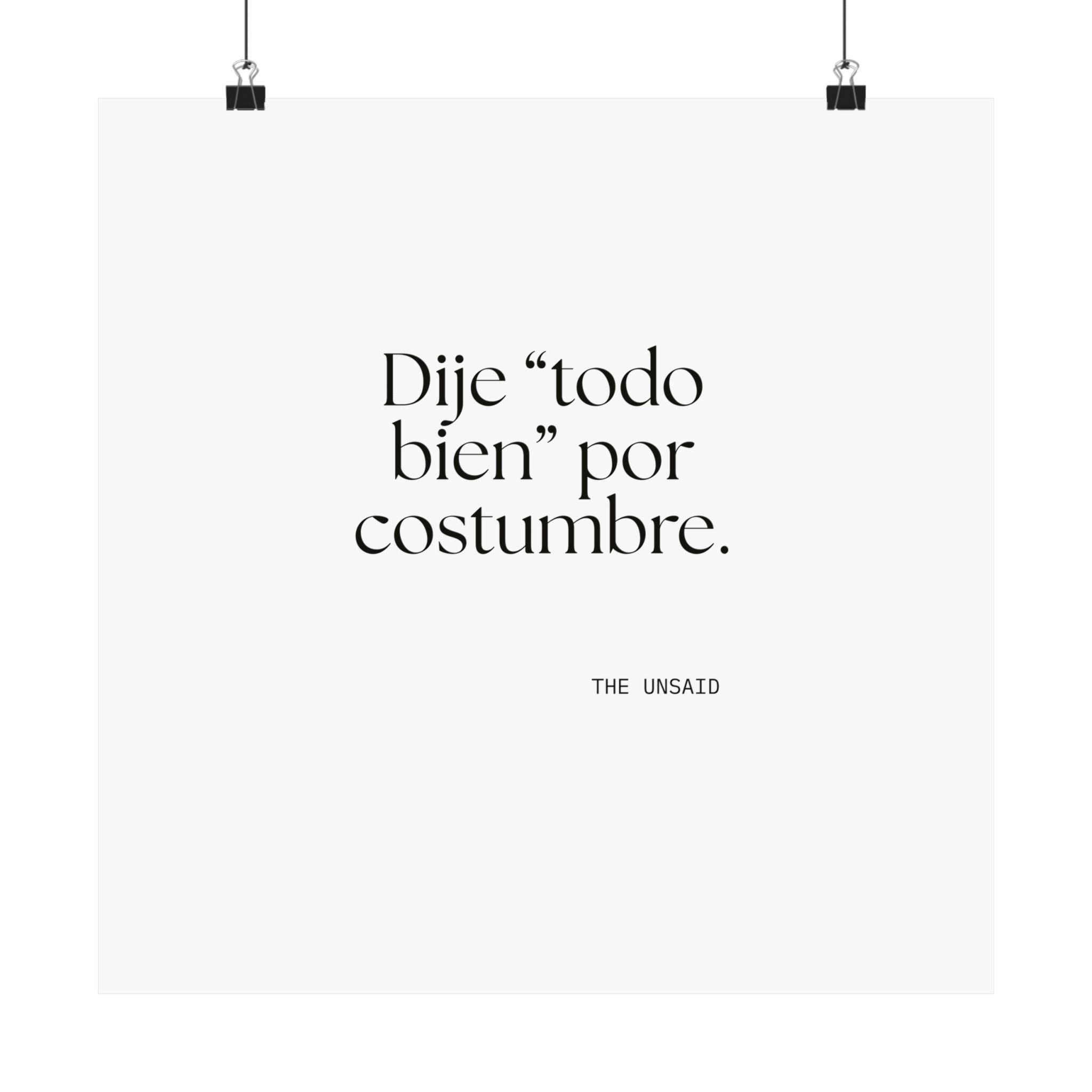 Dije “todo bien” por costumbre - Poster - En Español
