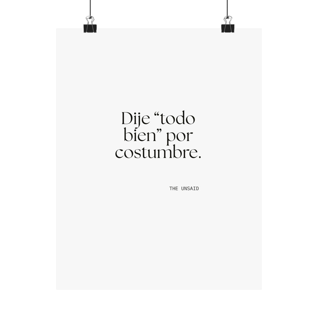 Dije “todo bien” por costumbre - Poster - En Español