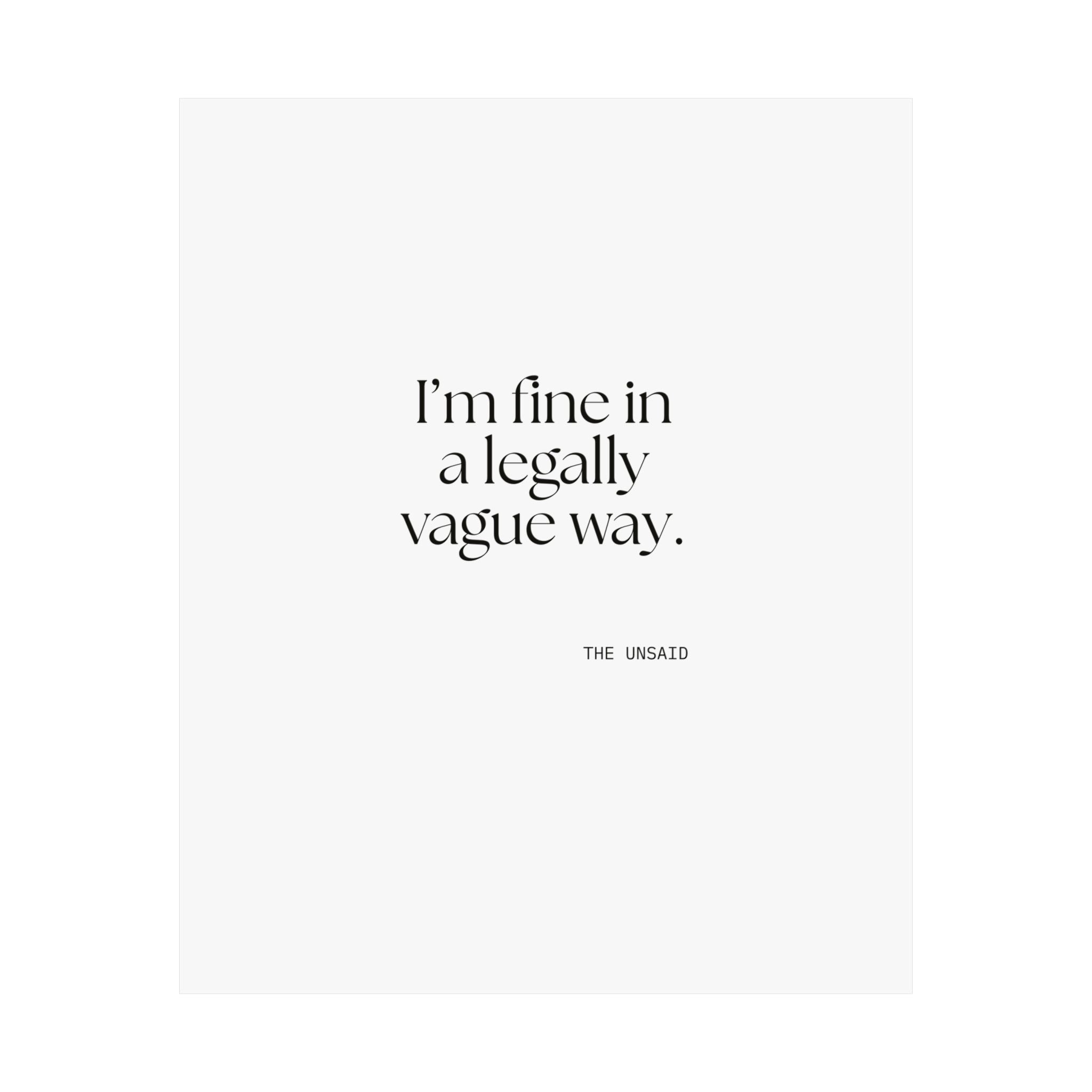 I’m fine in a legally vague way - Poster - For Introverts