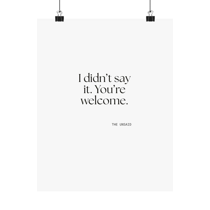 Poster — I didn’t say it. You’re welcome.