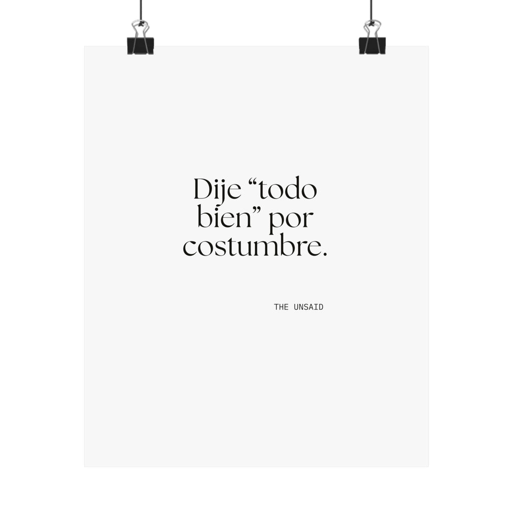 Dije “todo bien” por costumbre - Poster - En Español