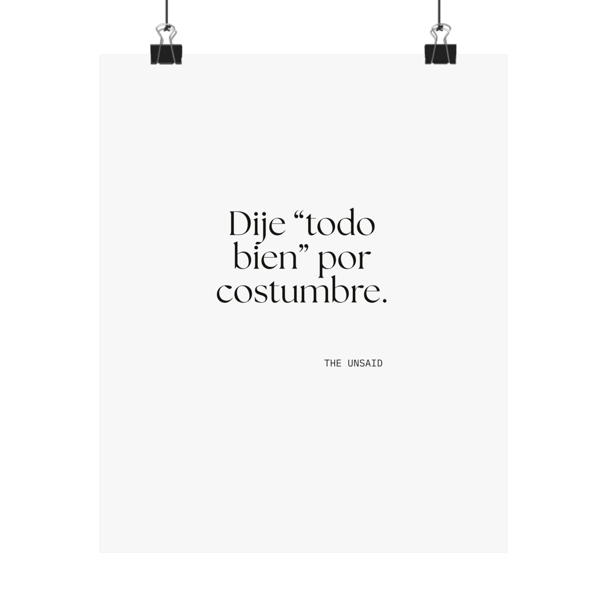 Dije “todo bien” por costumbre - Poster - En Español