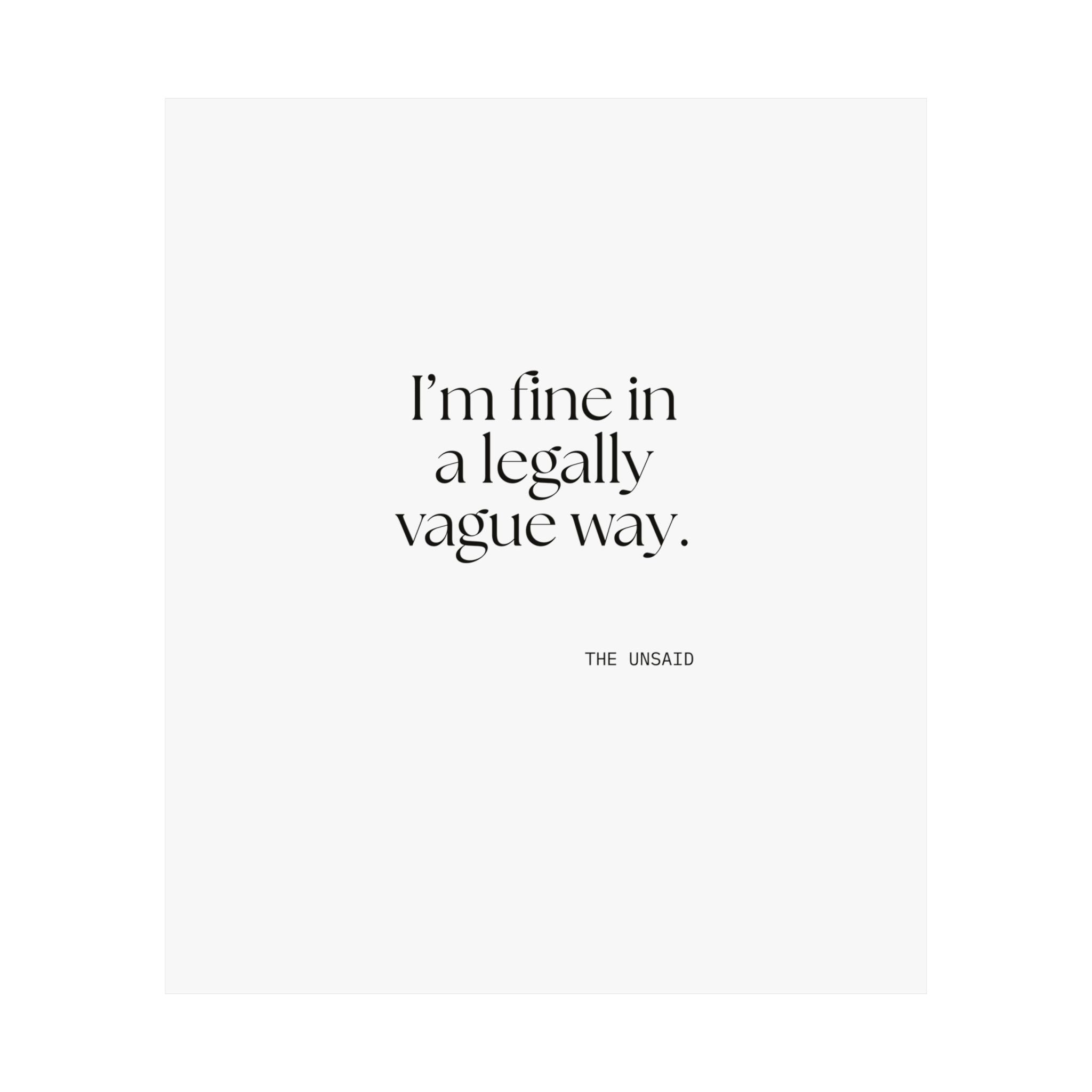 I’m fine in a legally vague way - Poster - For Introverts