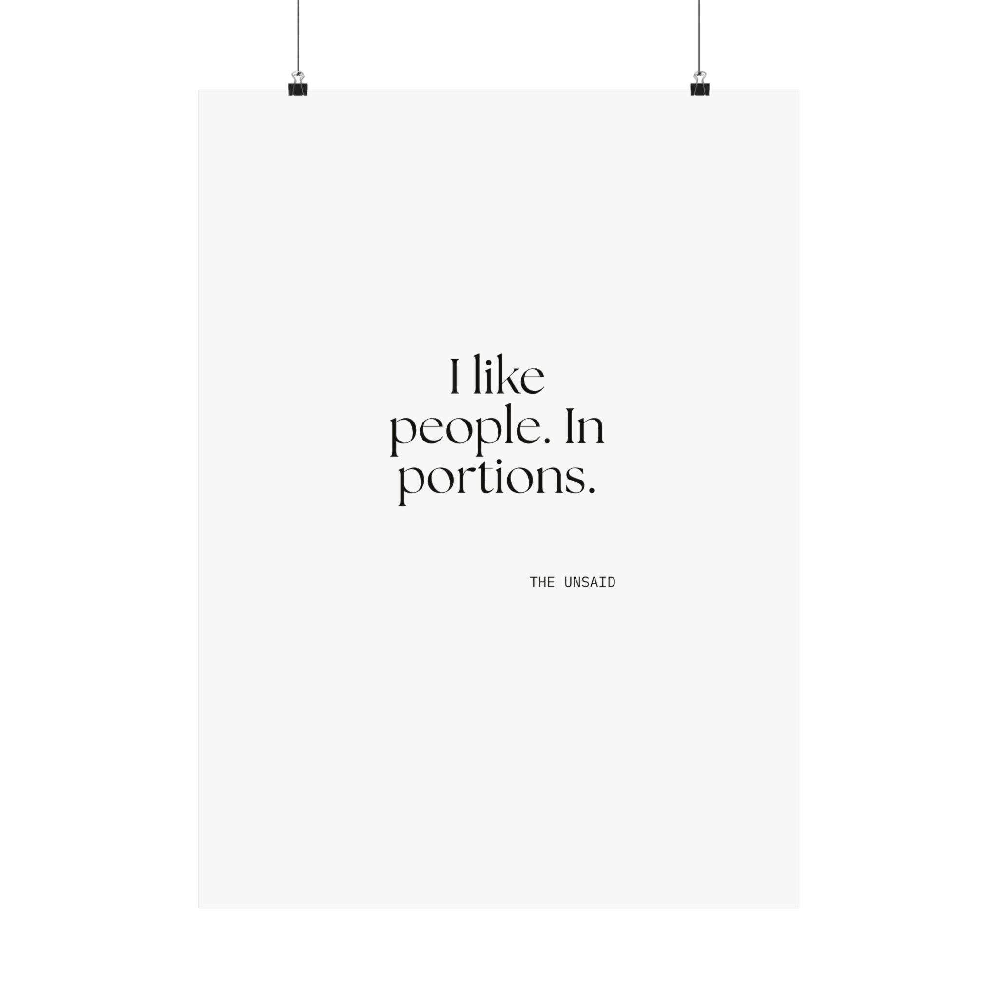 I like people. In portions - Poster - For Introverts