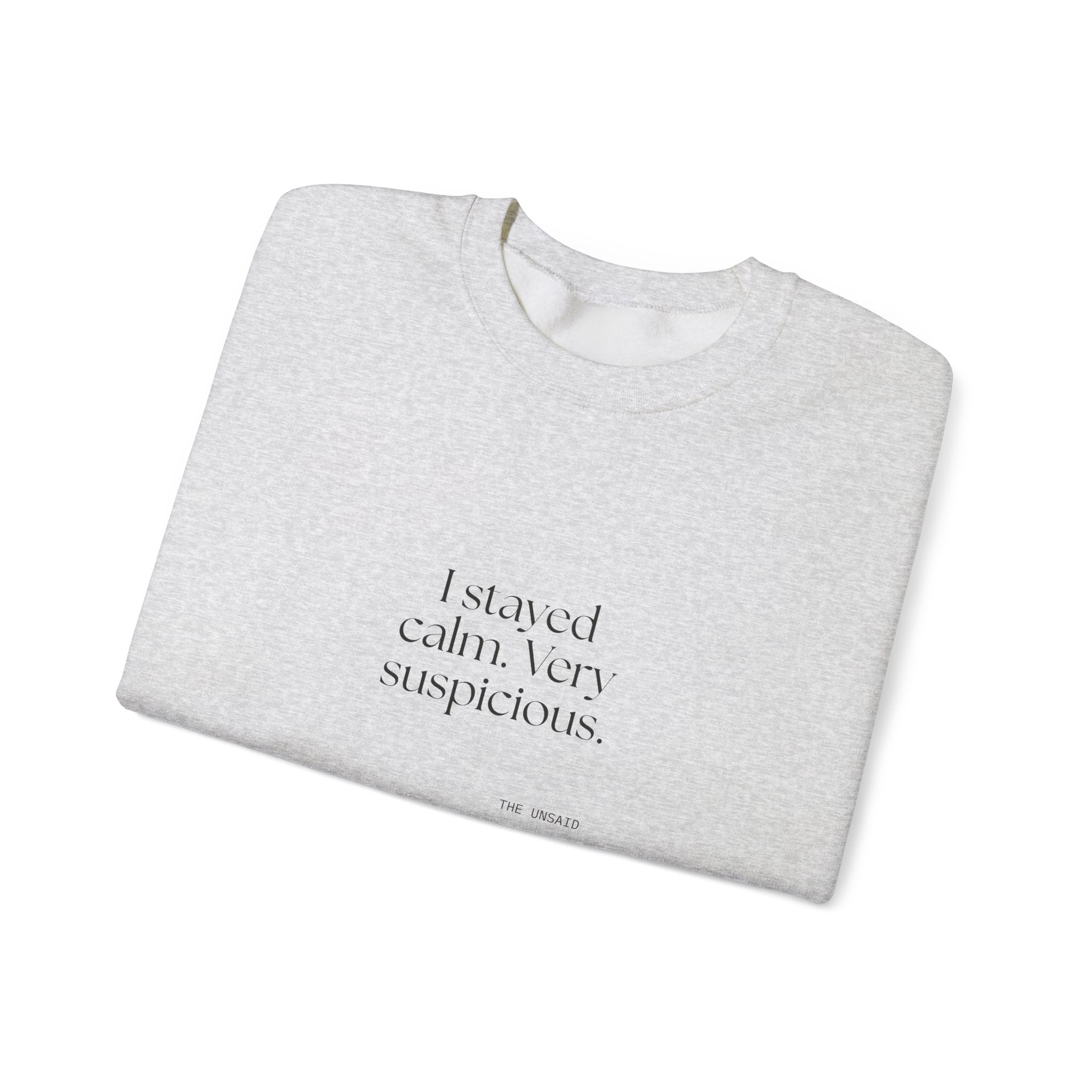 I stayed calm. Very suspicious - Sweatshirt - Dry Humor
