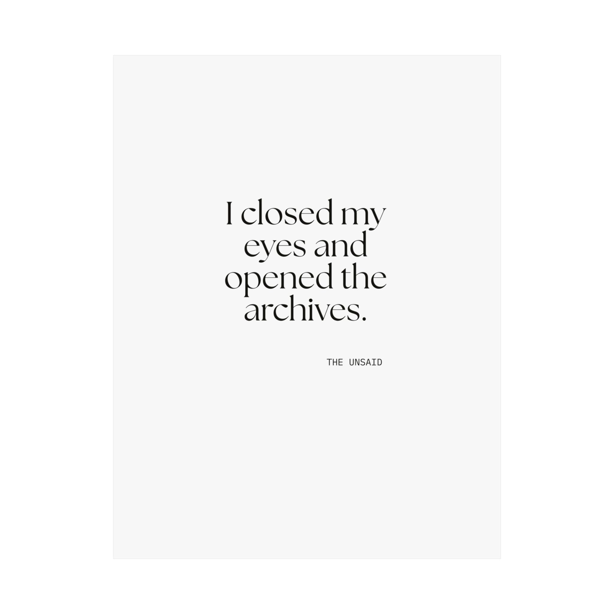 I closed my eyes and opened the archives - Poster - For Overthinkers
