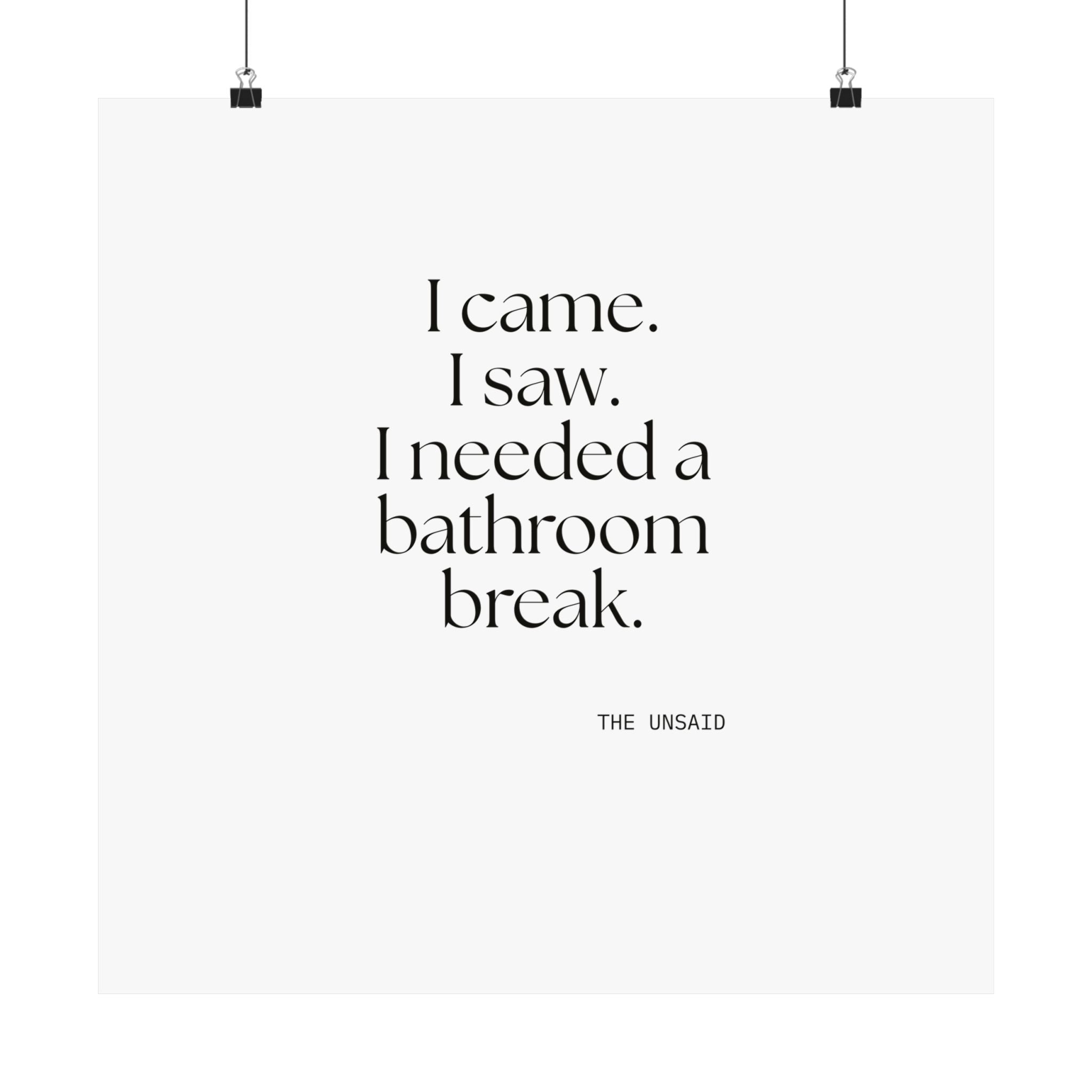 I came. I saw. I needed a bathroom break - Poster - For Introverts