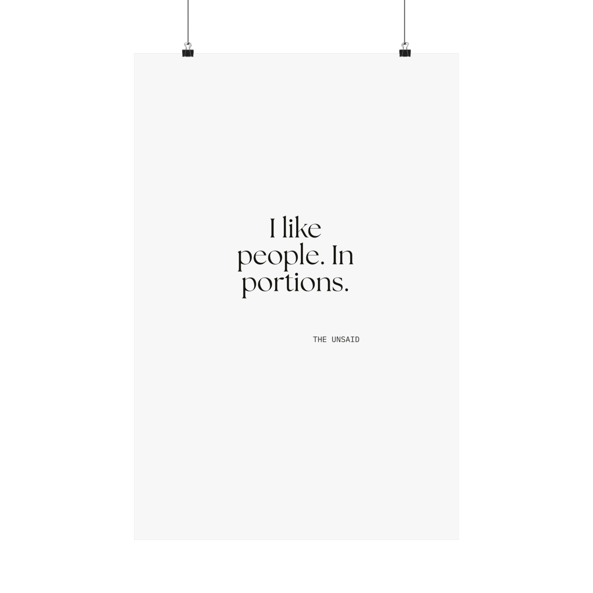 I like people. In portions - Poster - For Introverts