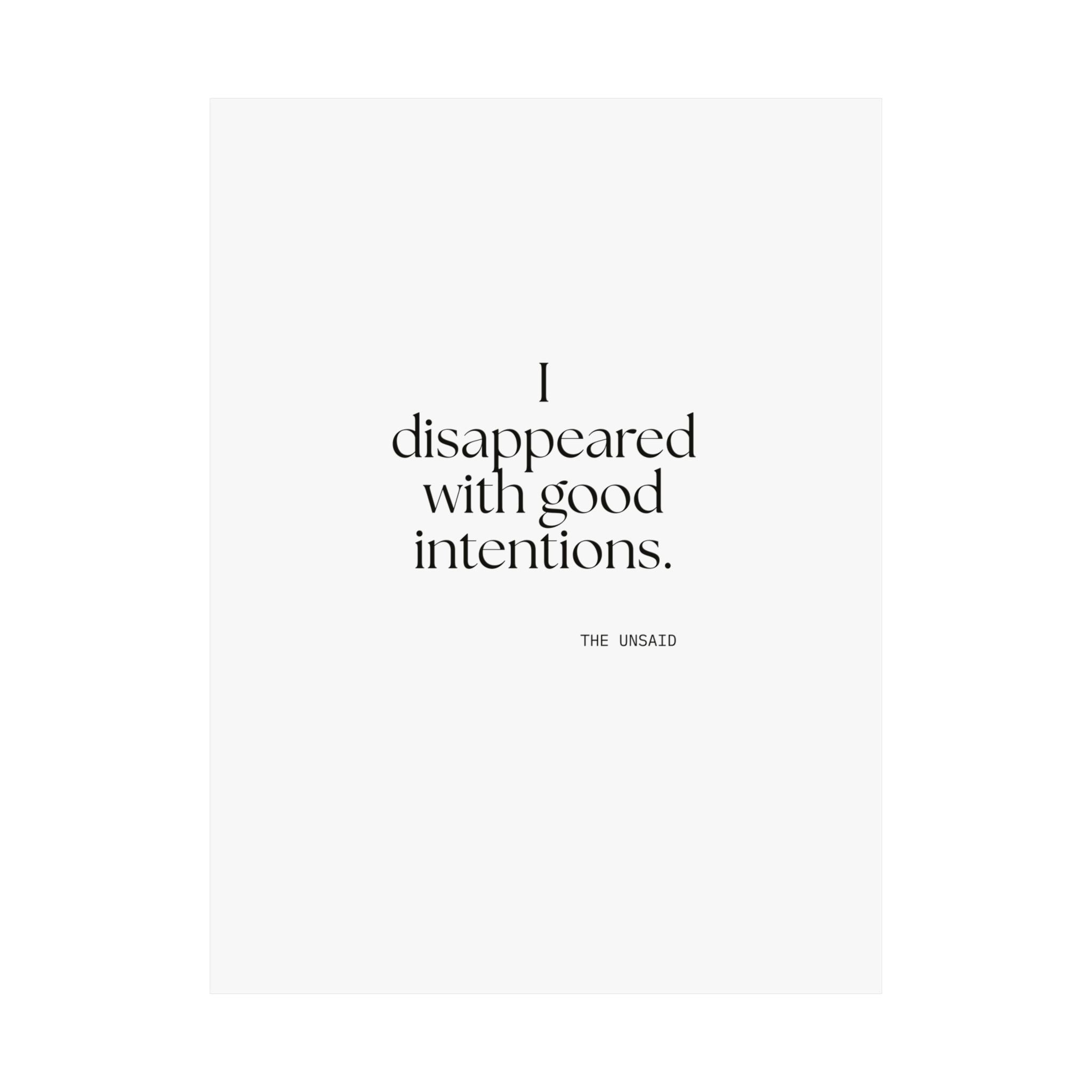I disappeared with good intentions - Poster - For Introverts