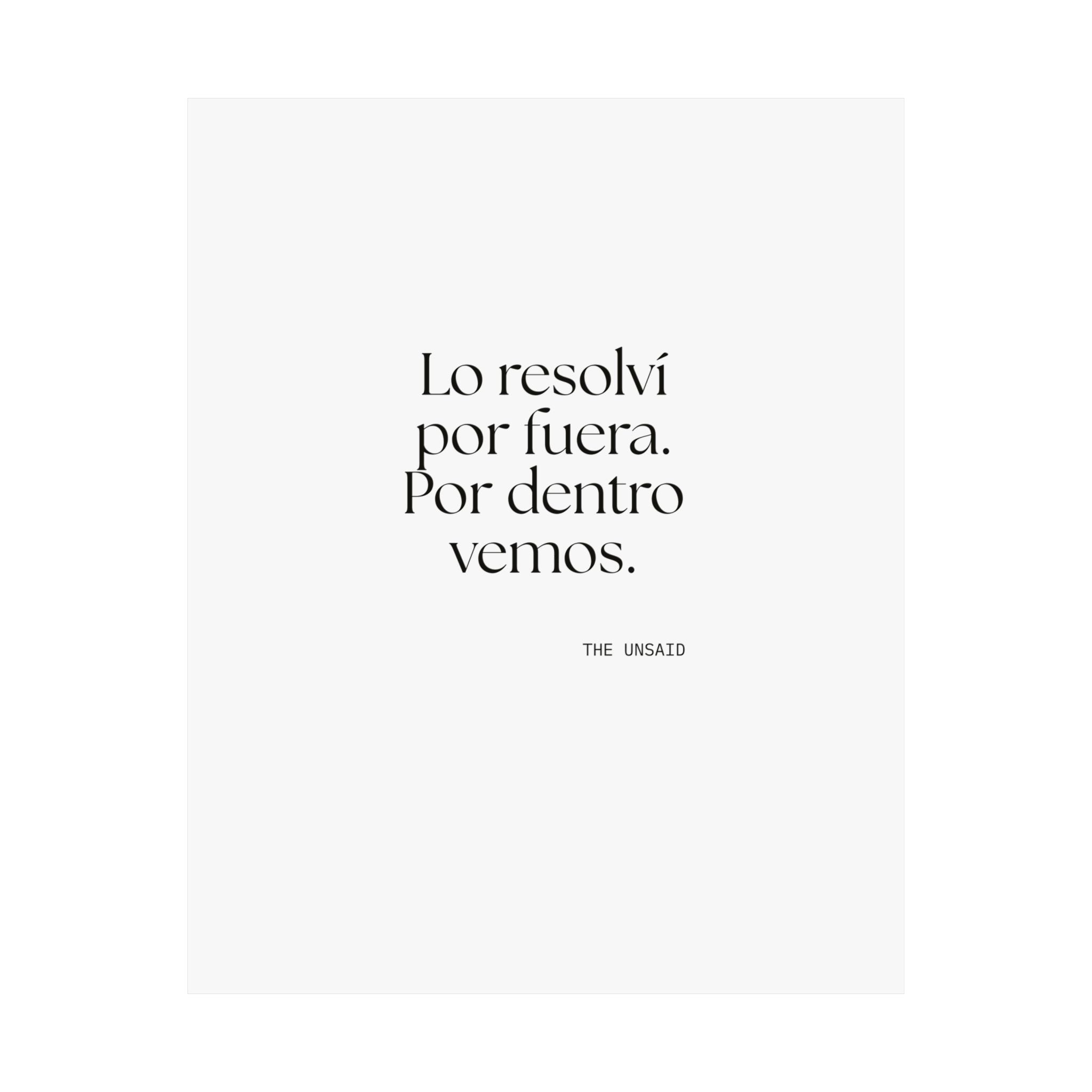 Lo resolví por fuera. Por dentro vemos - Poster - En Español