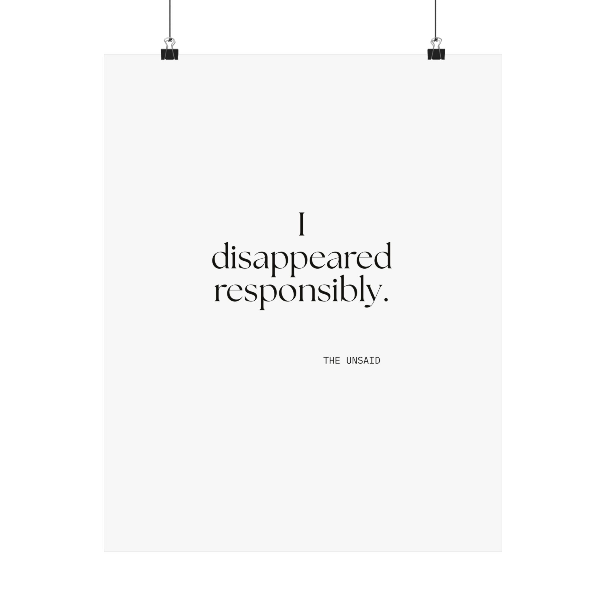 I disappeared responsibly - Poster - For Introverts