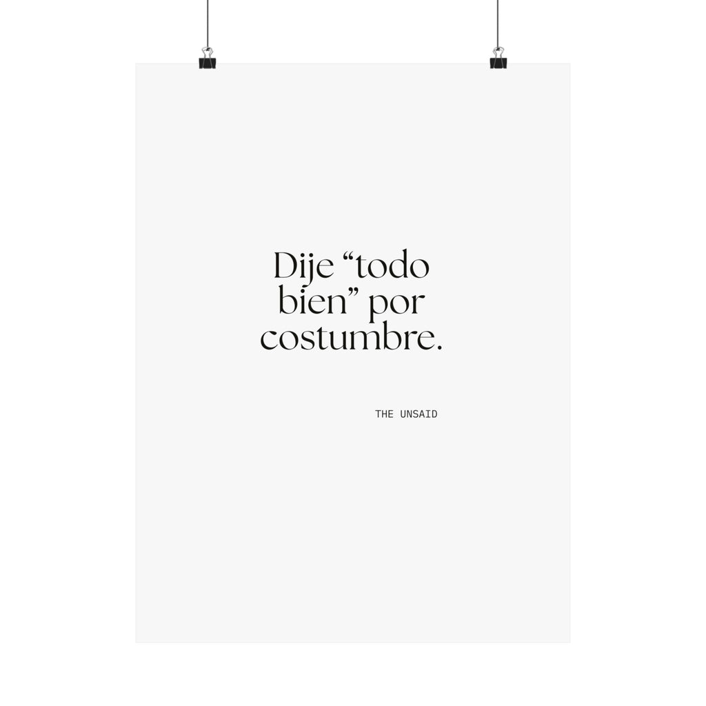 Dije “todo bien” por costumbre - Poster - En Español