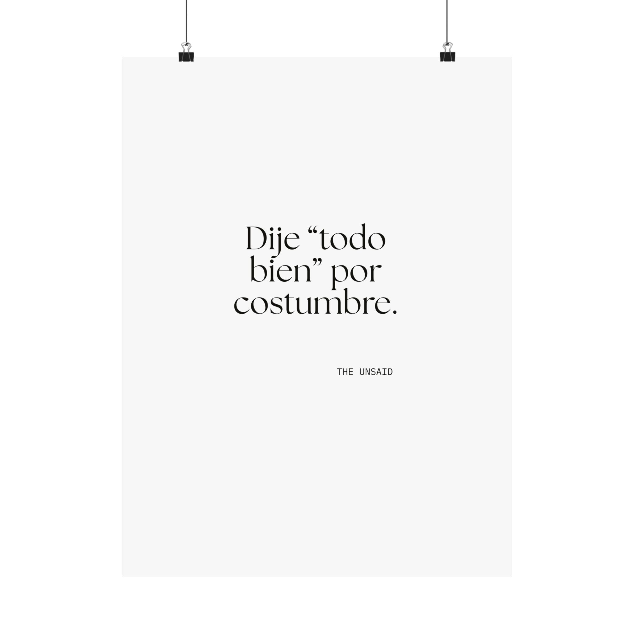 Dije “todo bien” por costumbre - Poster - En Español