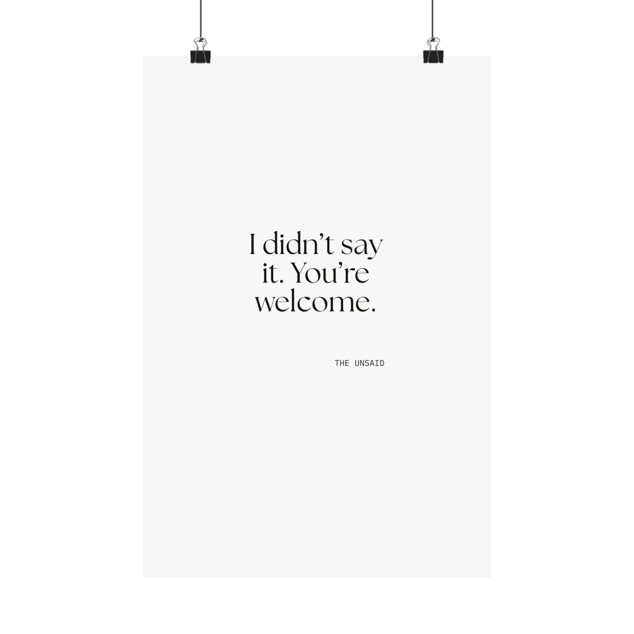 I didn’t say it. You’re welcome - Poster - Dry Humor