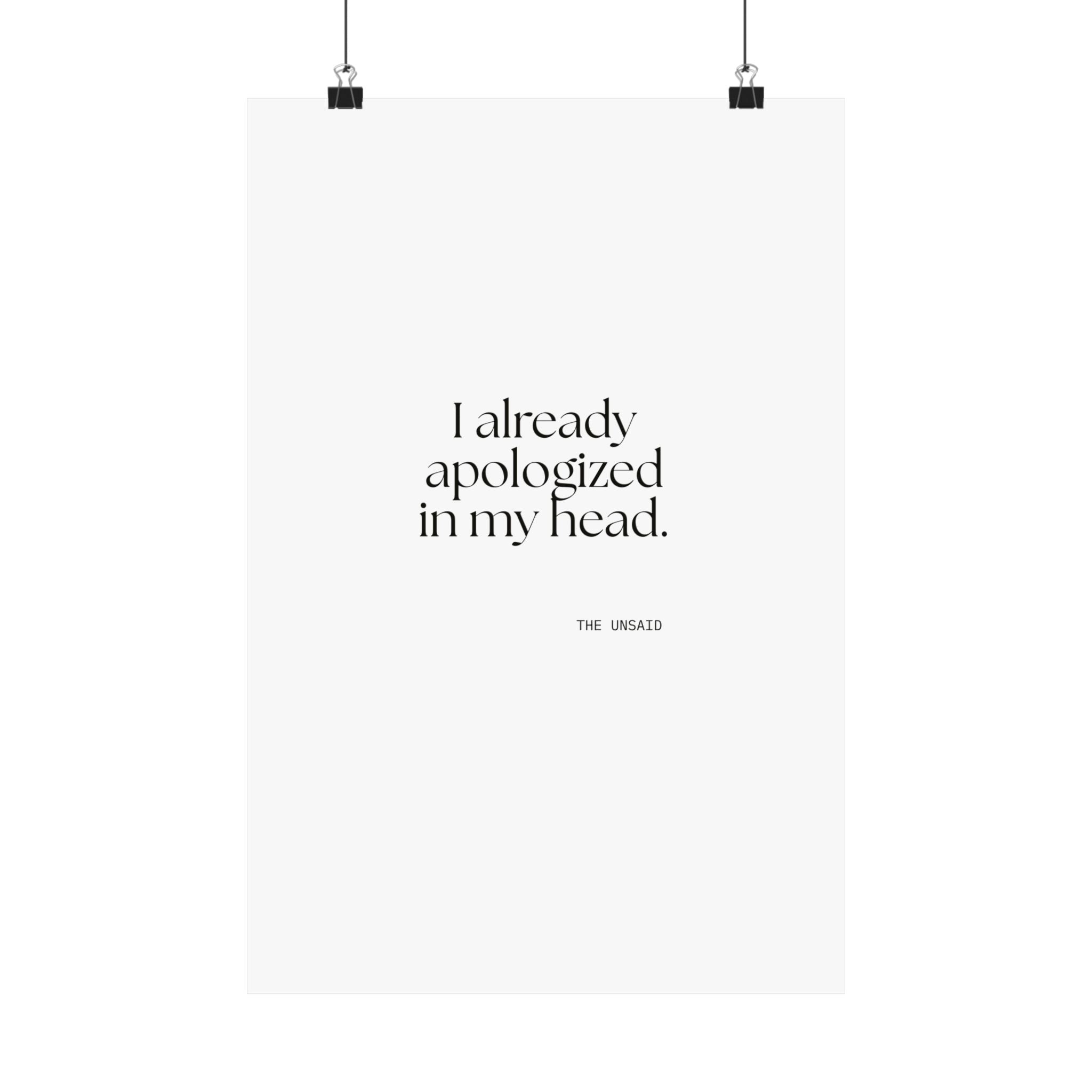 I already apologized in my head - Poster - For Overthinkers