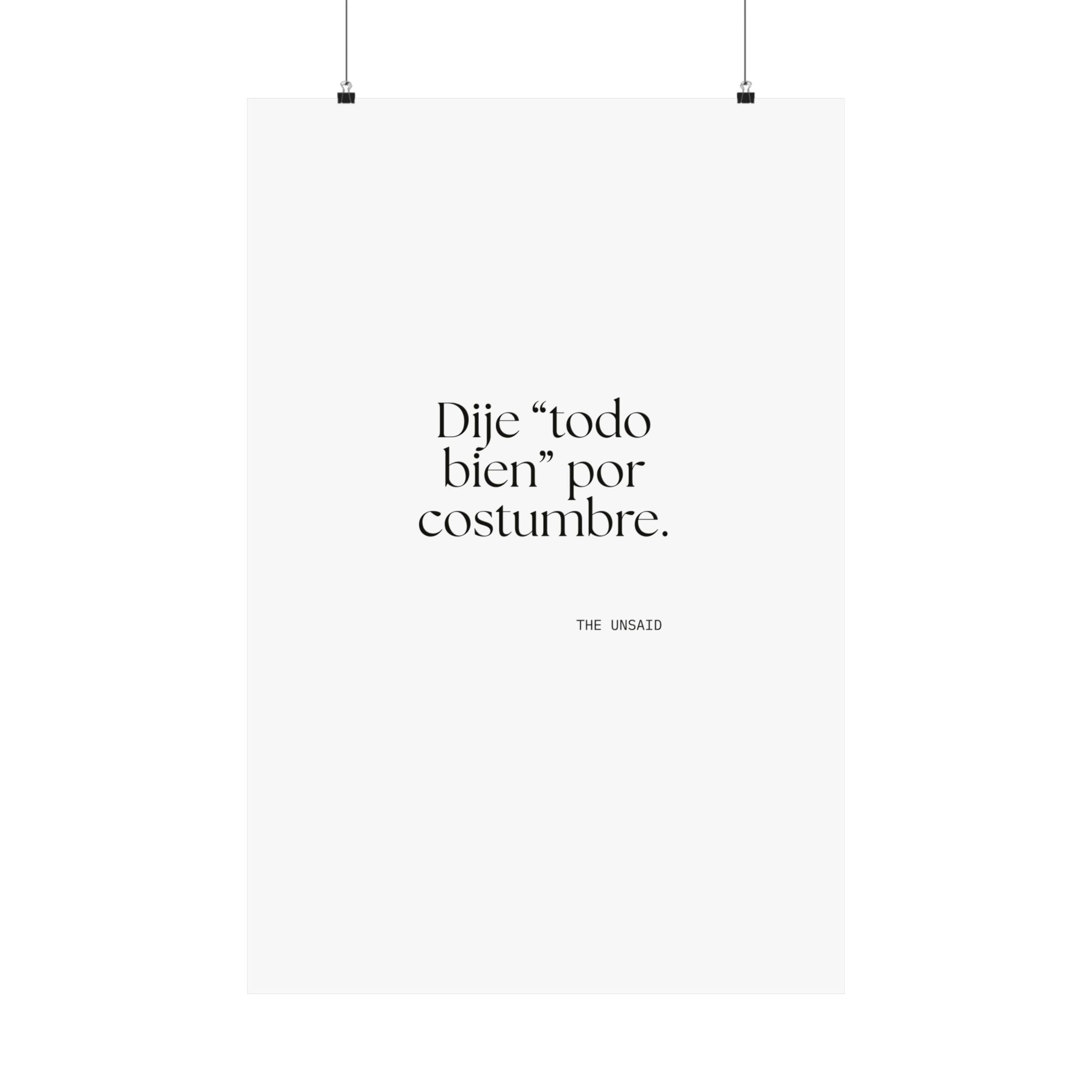 Dije “todo bien” por costumbre - Poster - En Español