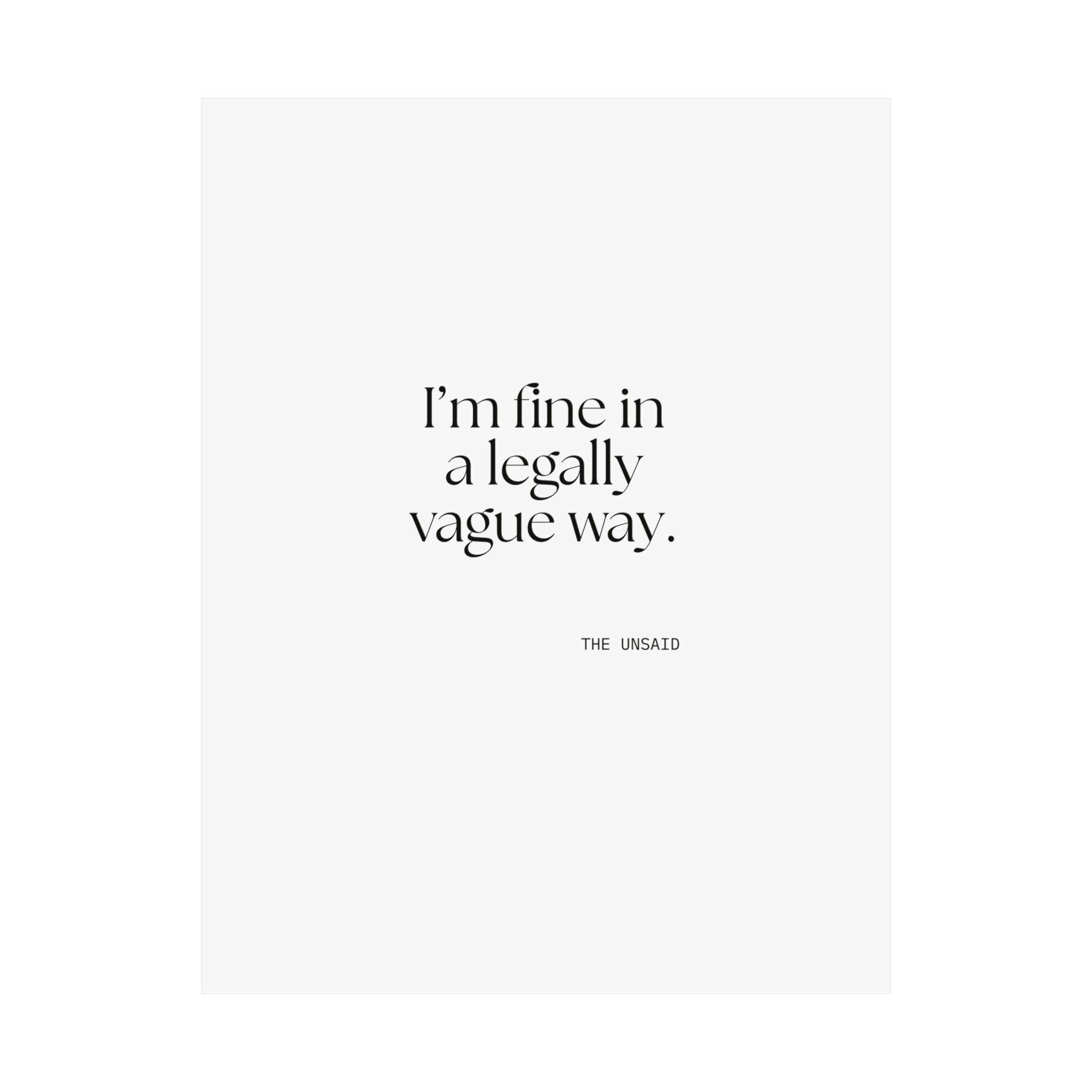 I’m fine in a legally vague way - Poster - For Introverts
