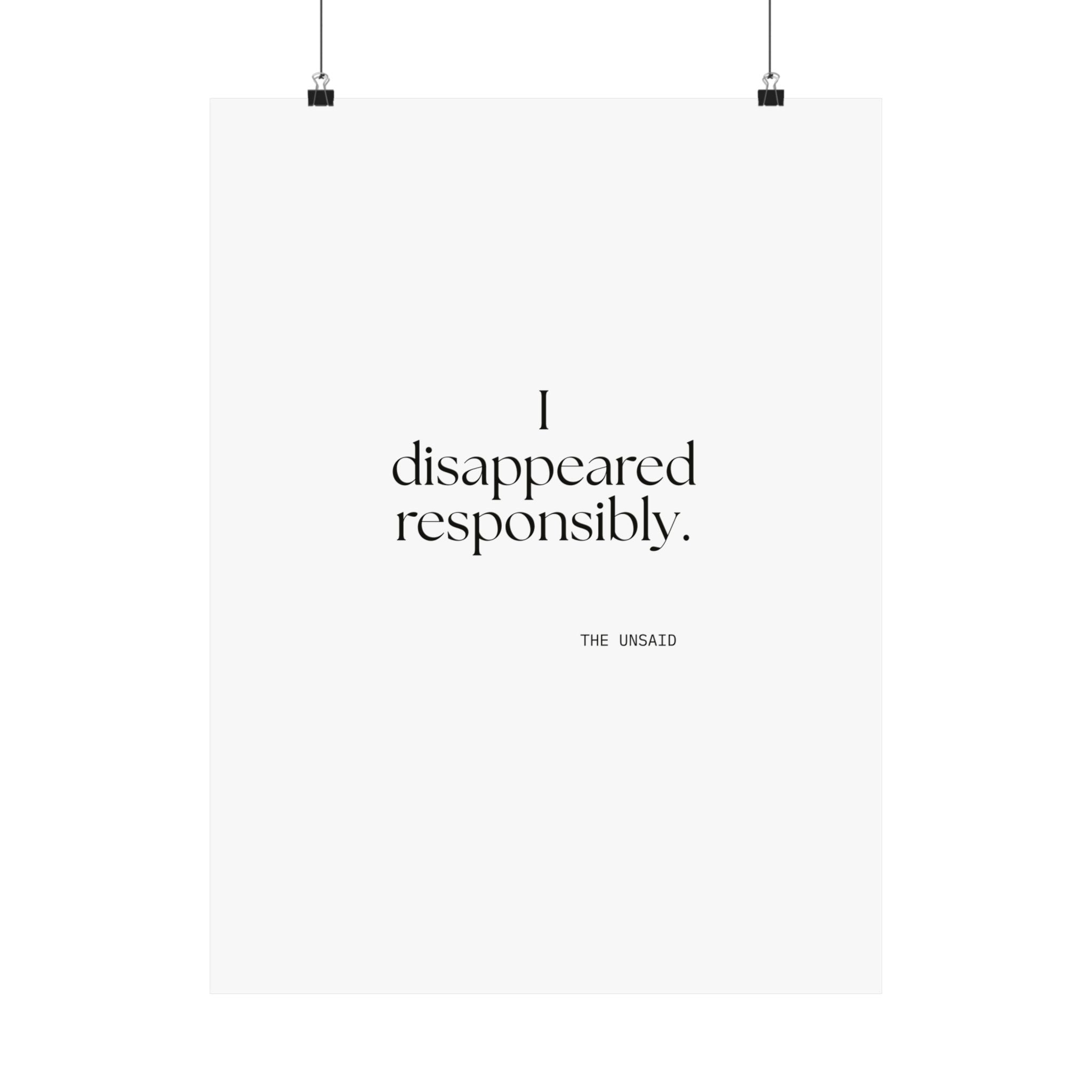 I disappeared responsibly - Poster - For Introverts