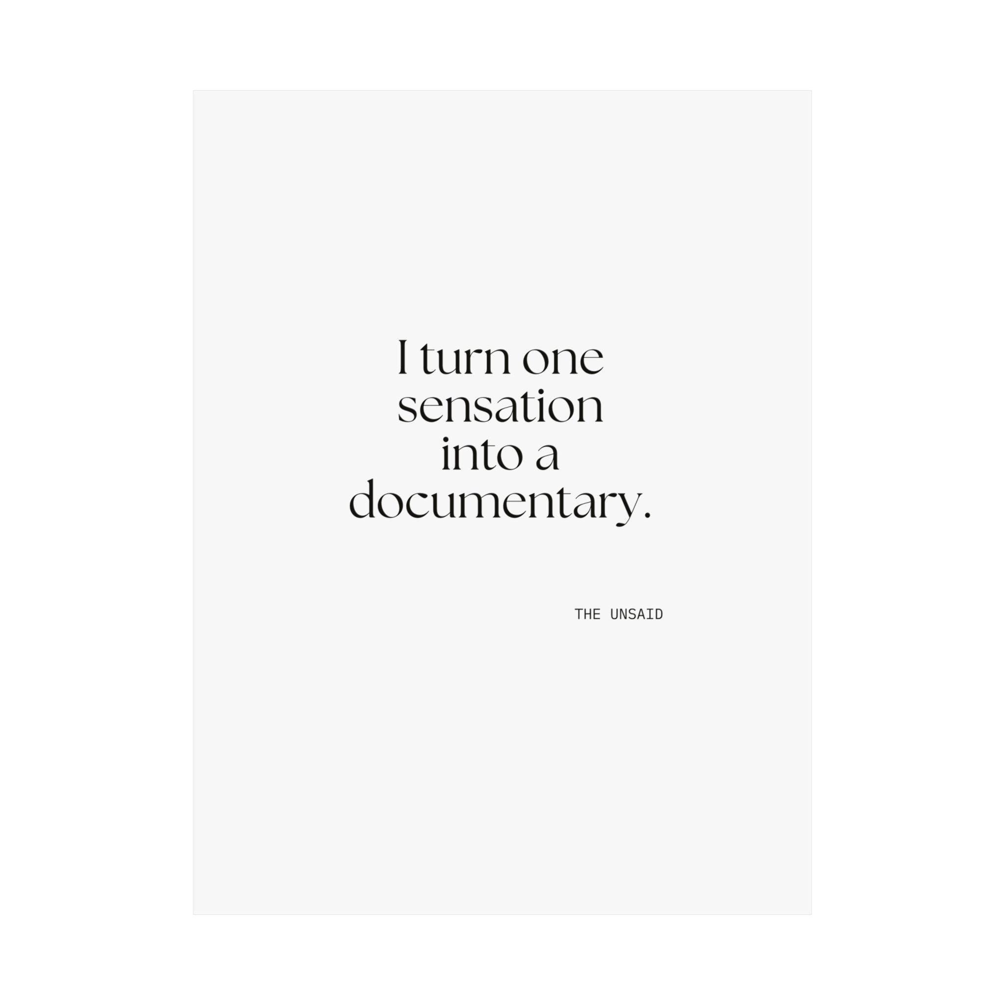 I turned one sensation into a documentary - Poster - For Overthinkers