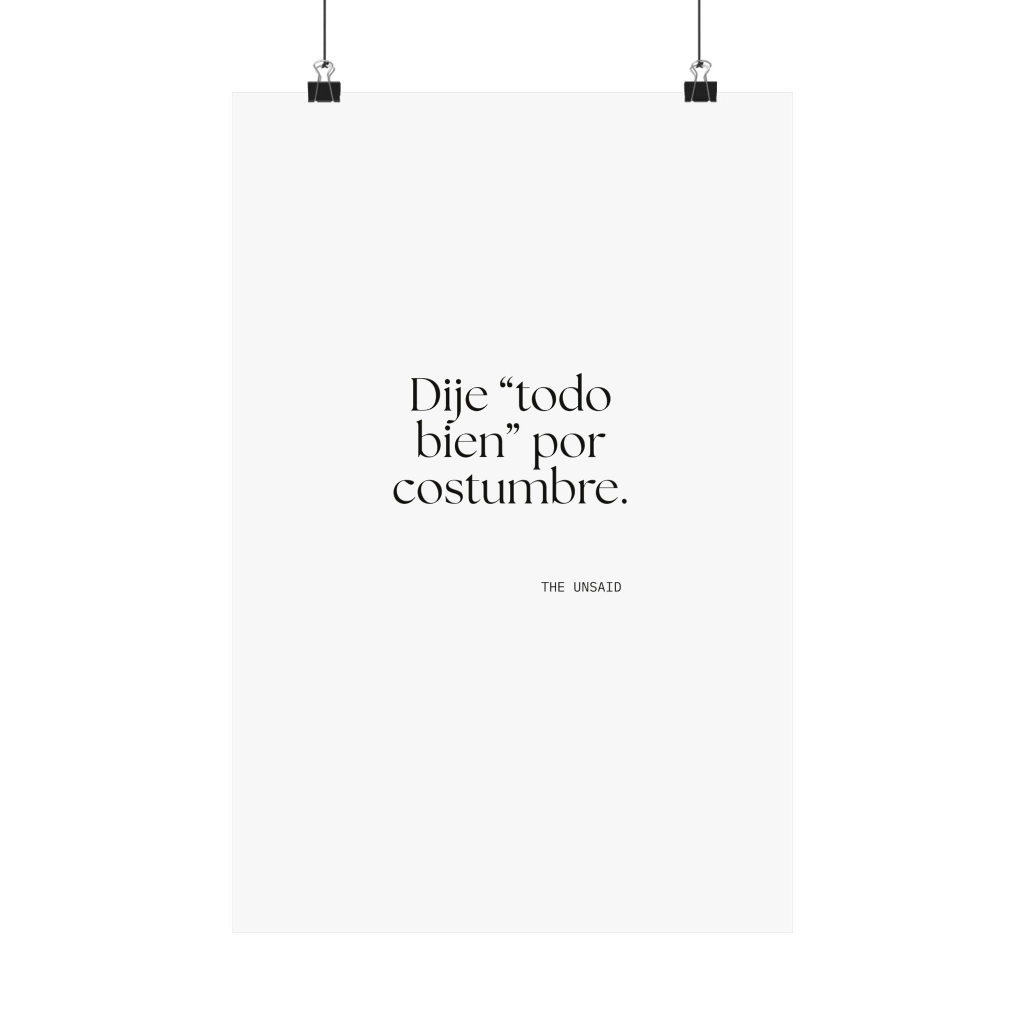 Dije “todo bien” por costumbre - Poster - En Español