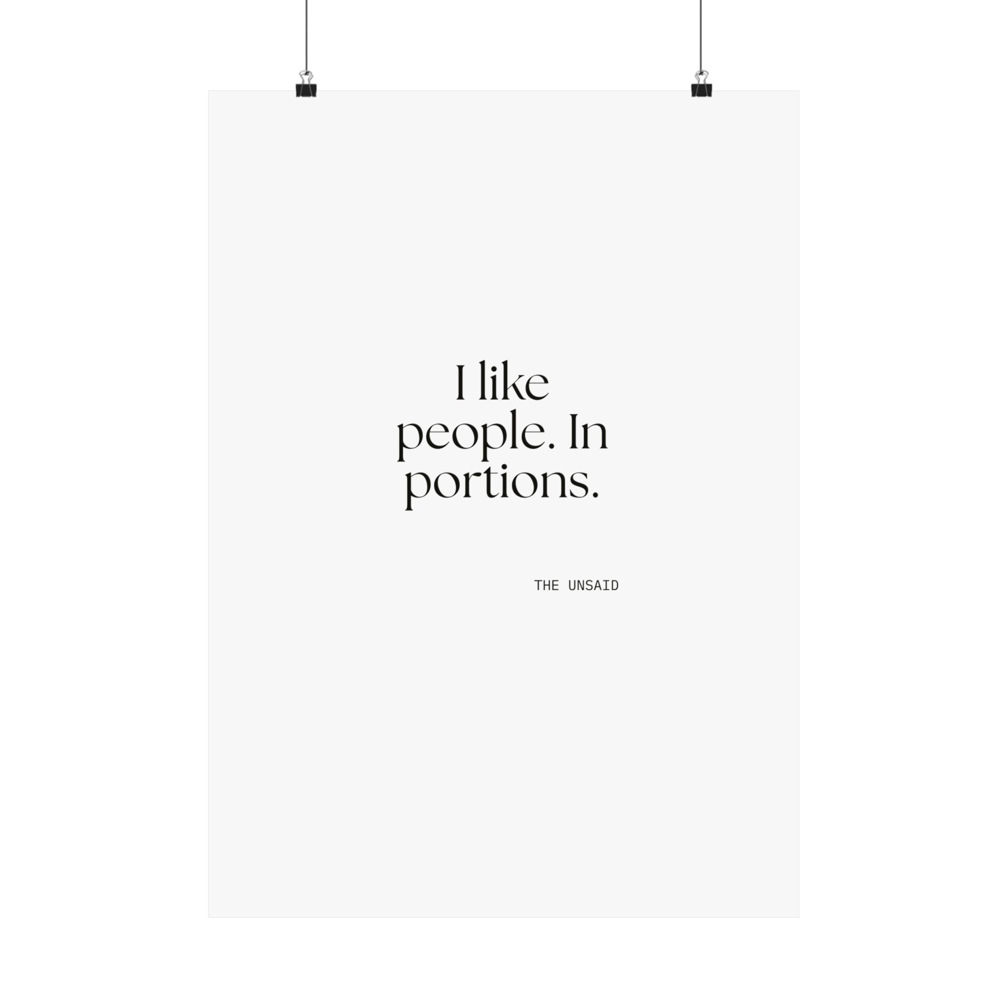 I like people. In portions - Poster - For Introverts