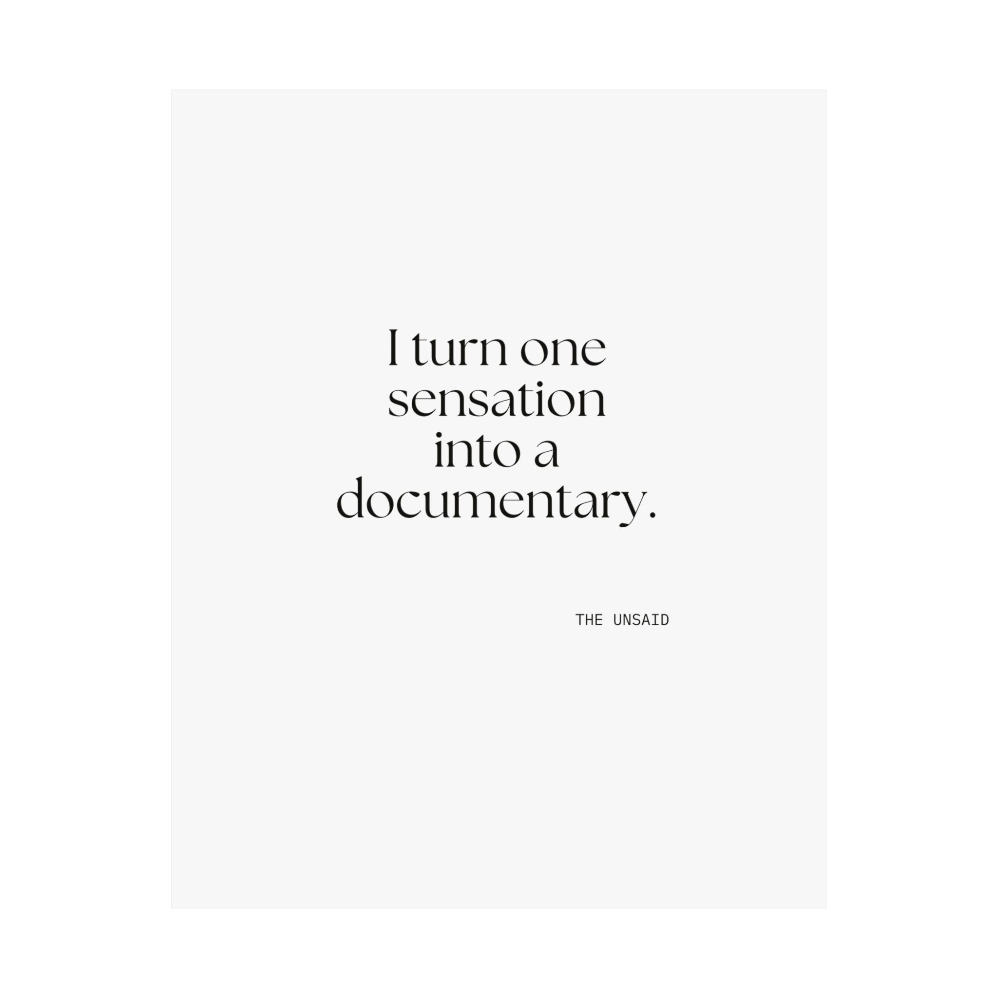 I turned one sensation into a documentary - Poster - For Overthinkers
