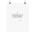 I disappeared responsibly - Poster - For Introverts