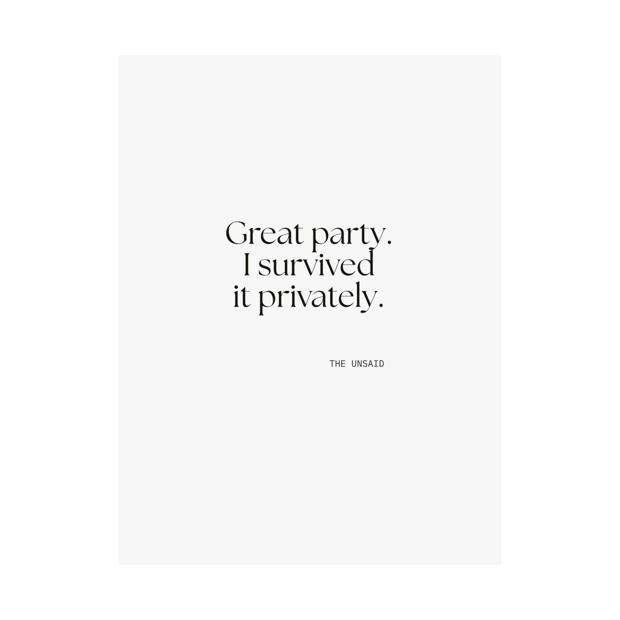 Great party. I survived it privately - Poster - For Introverts