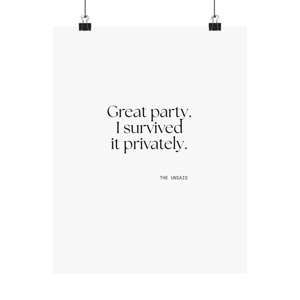 Great party. I survived it privately - Poster - For Introverts