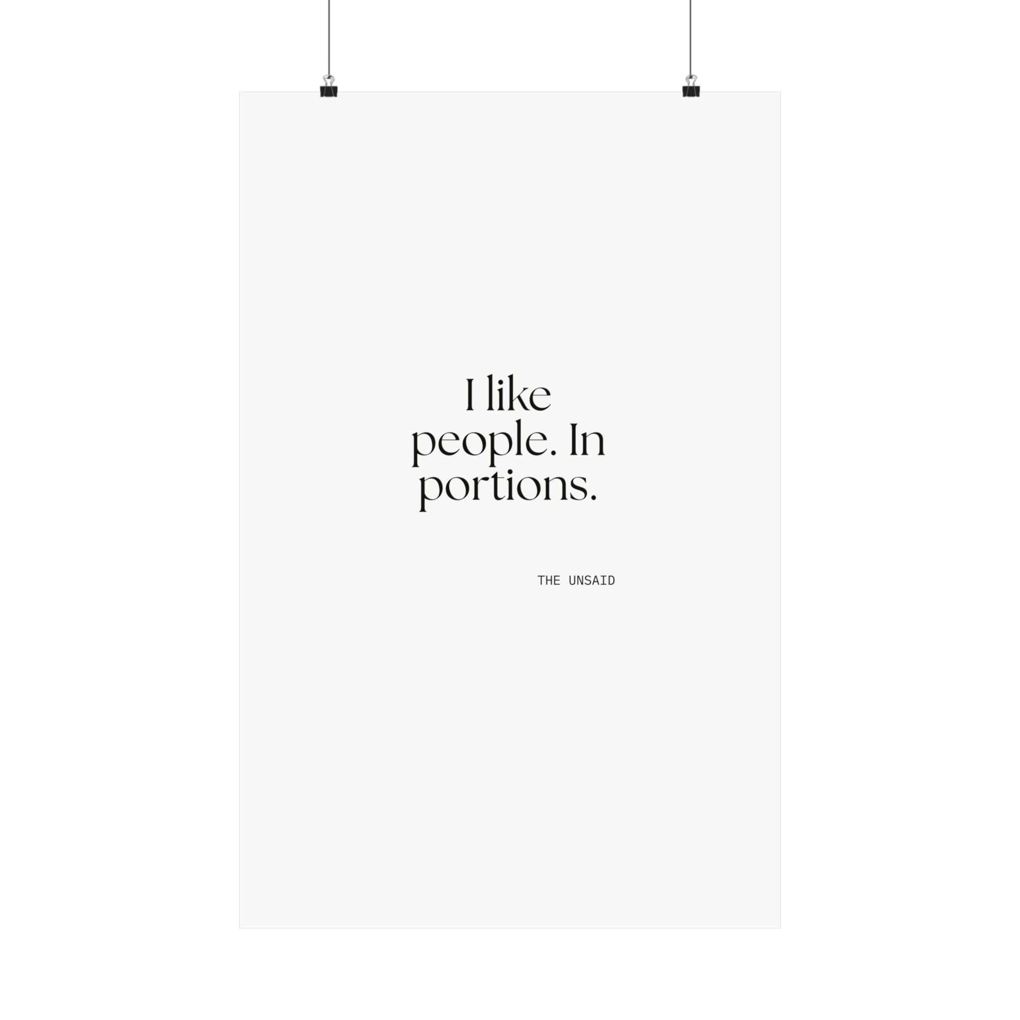 I like people. In portions - Poster - For Introverts