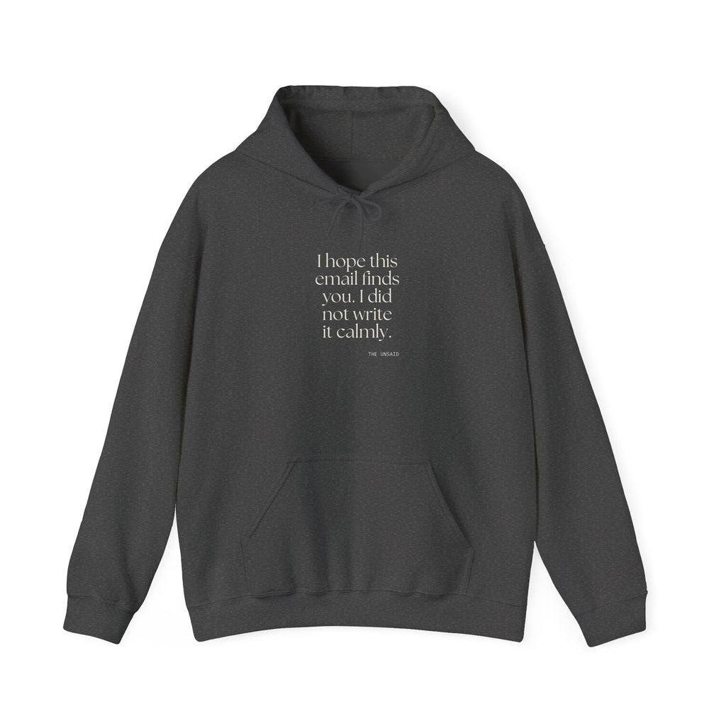 I hope this email finds you. I did not write it calmly - Hoodie - Dry Humor