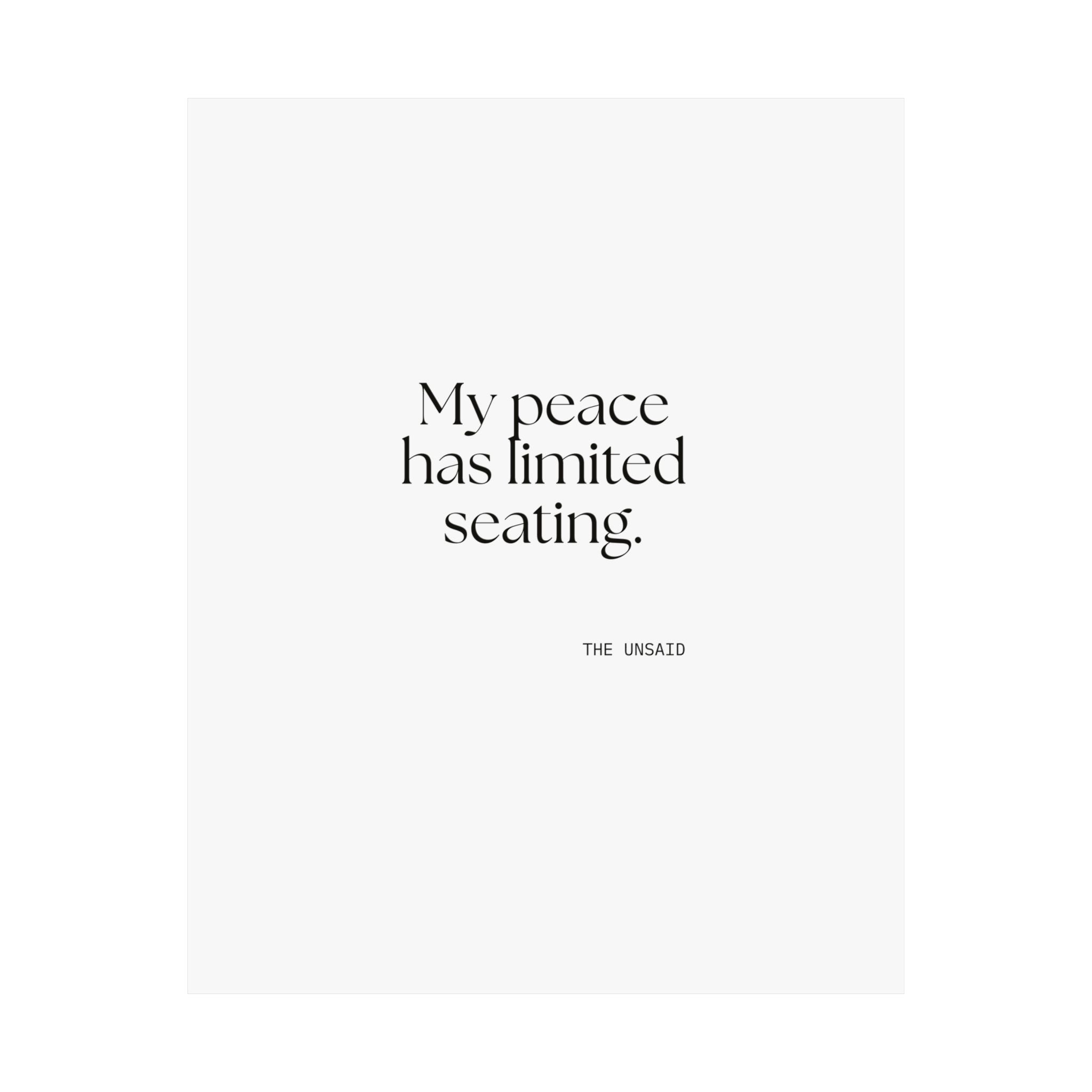 My peace has limited seating - Poster - For Introverts