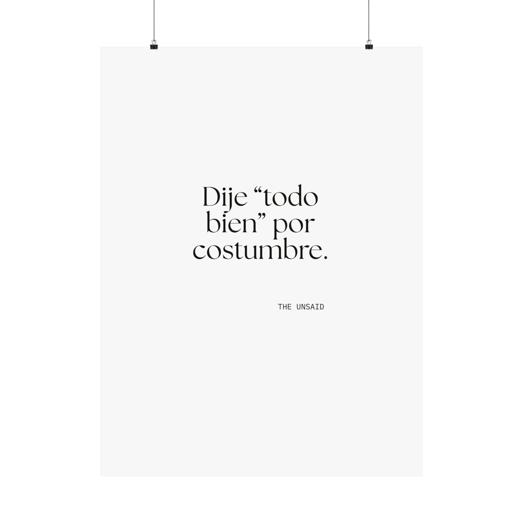 Dije “todo bien” por costumbre - Poster - En Español